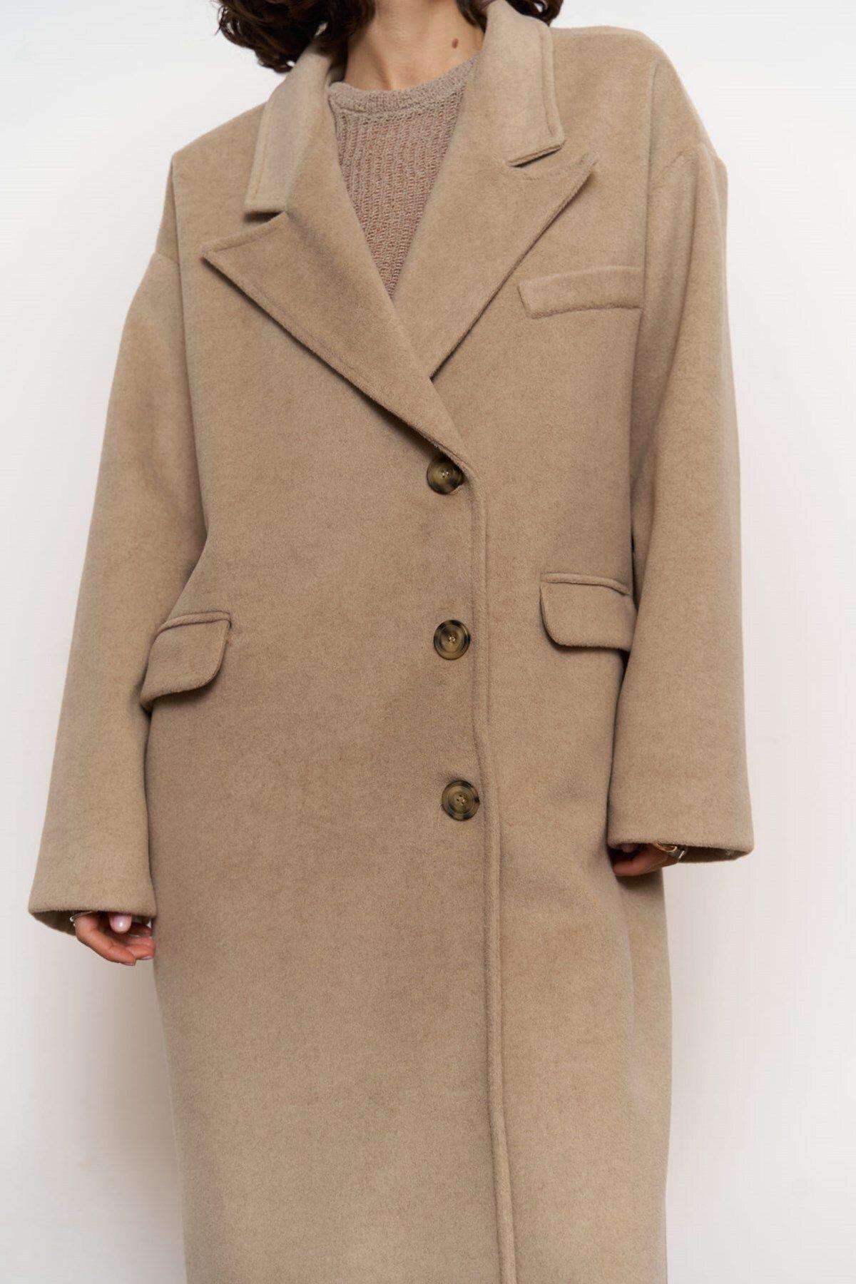 Mai Collection Lowen Light Brown Oversize Coat