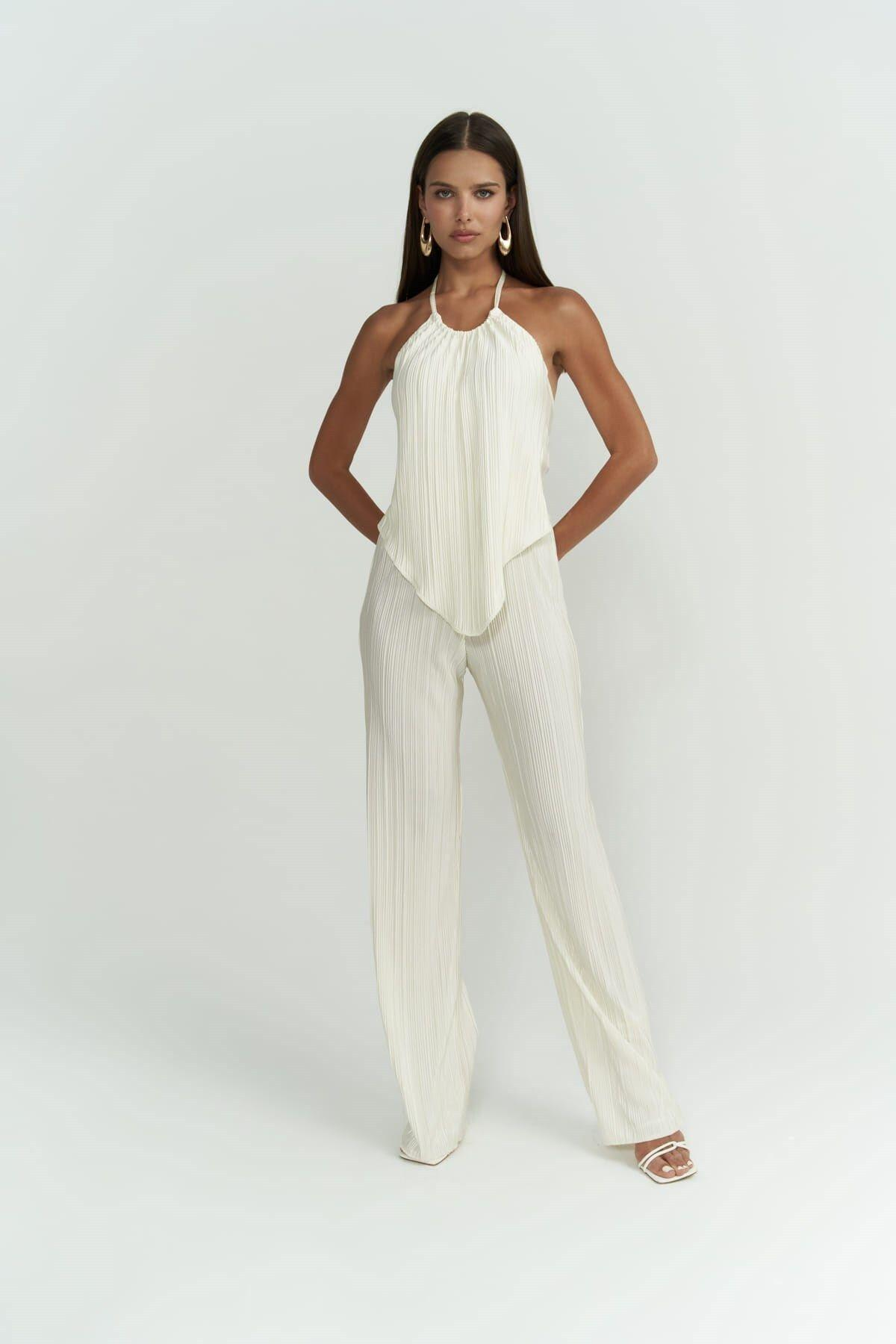 Lucia Ecru Blouse & Trousers Set