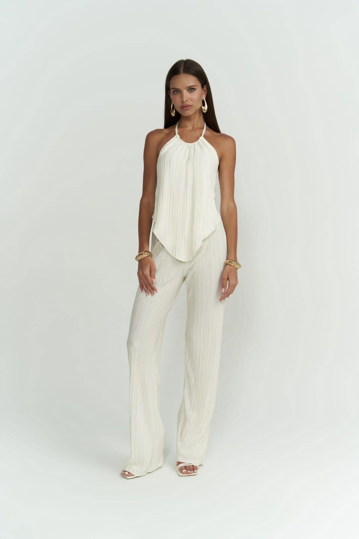 Lucia Ecru Blouse & Trousers Set