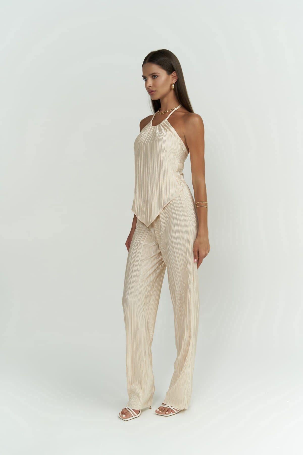 Lucia Powder Blouse & Trousers Set