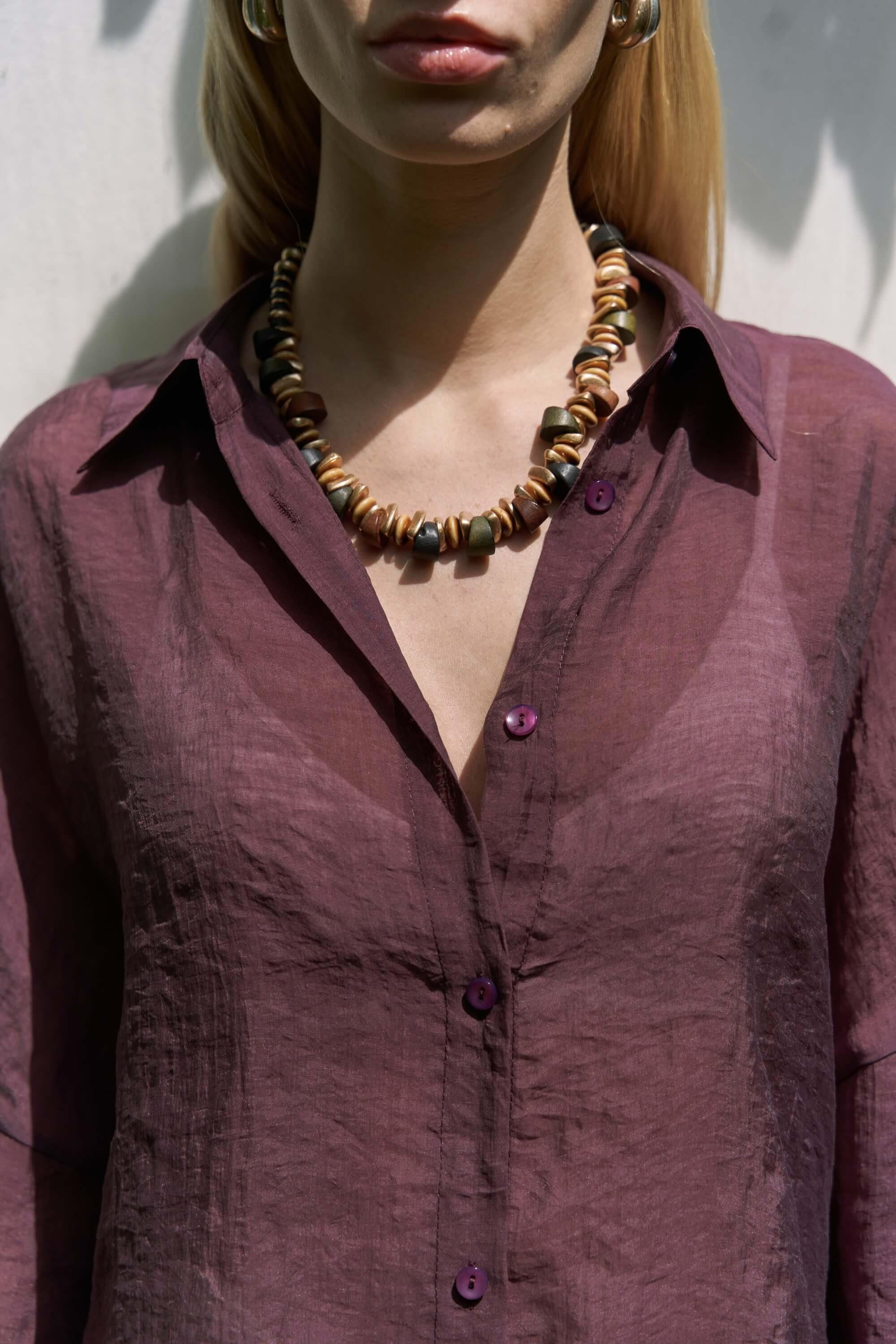 Lyra Oversize Bordo Gömlek