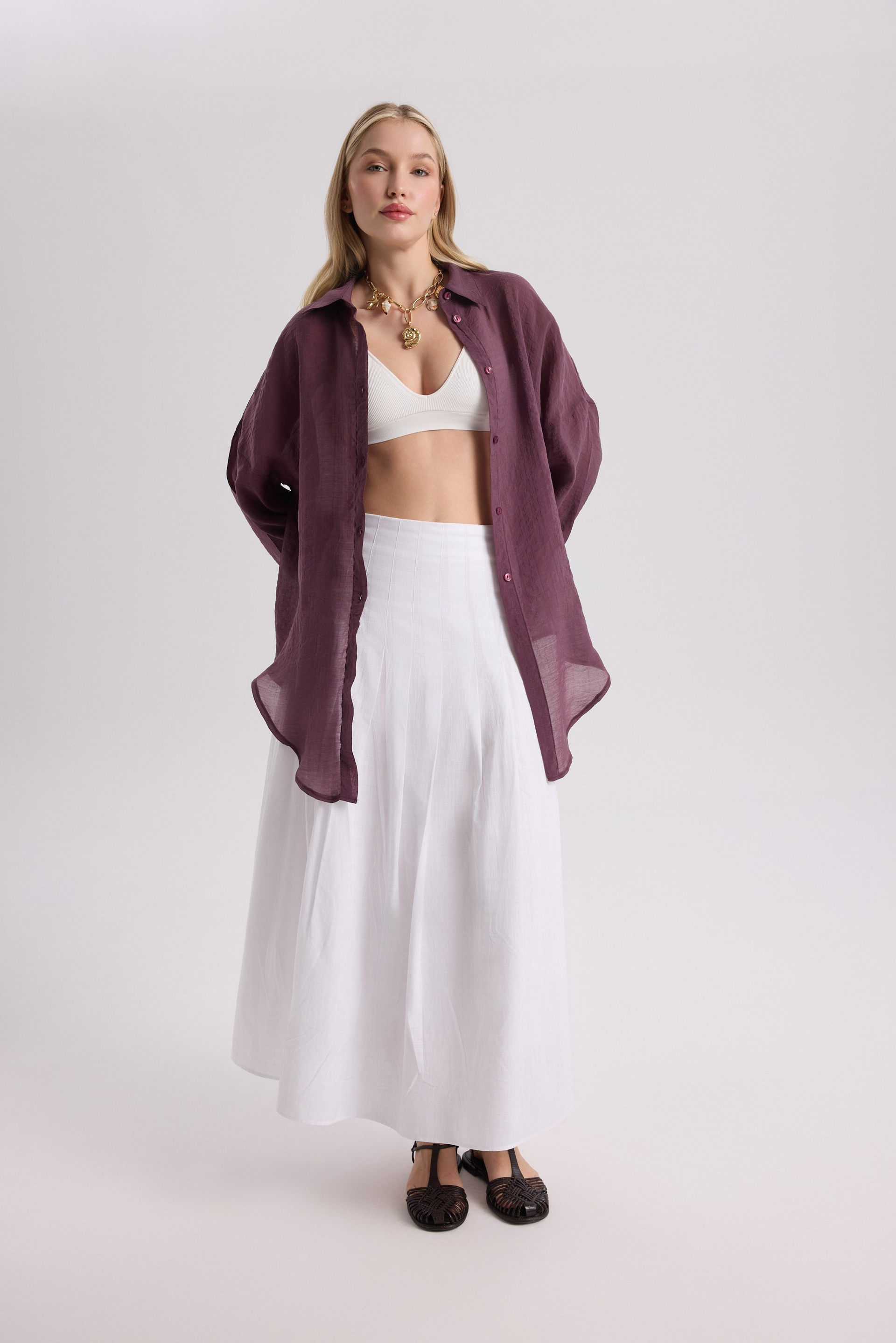 Lyra Oversized Burgundy Shirt