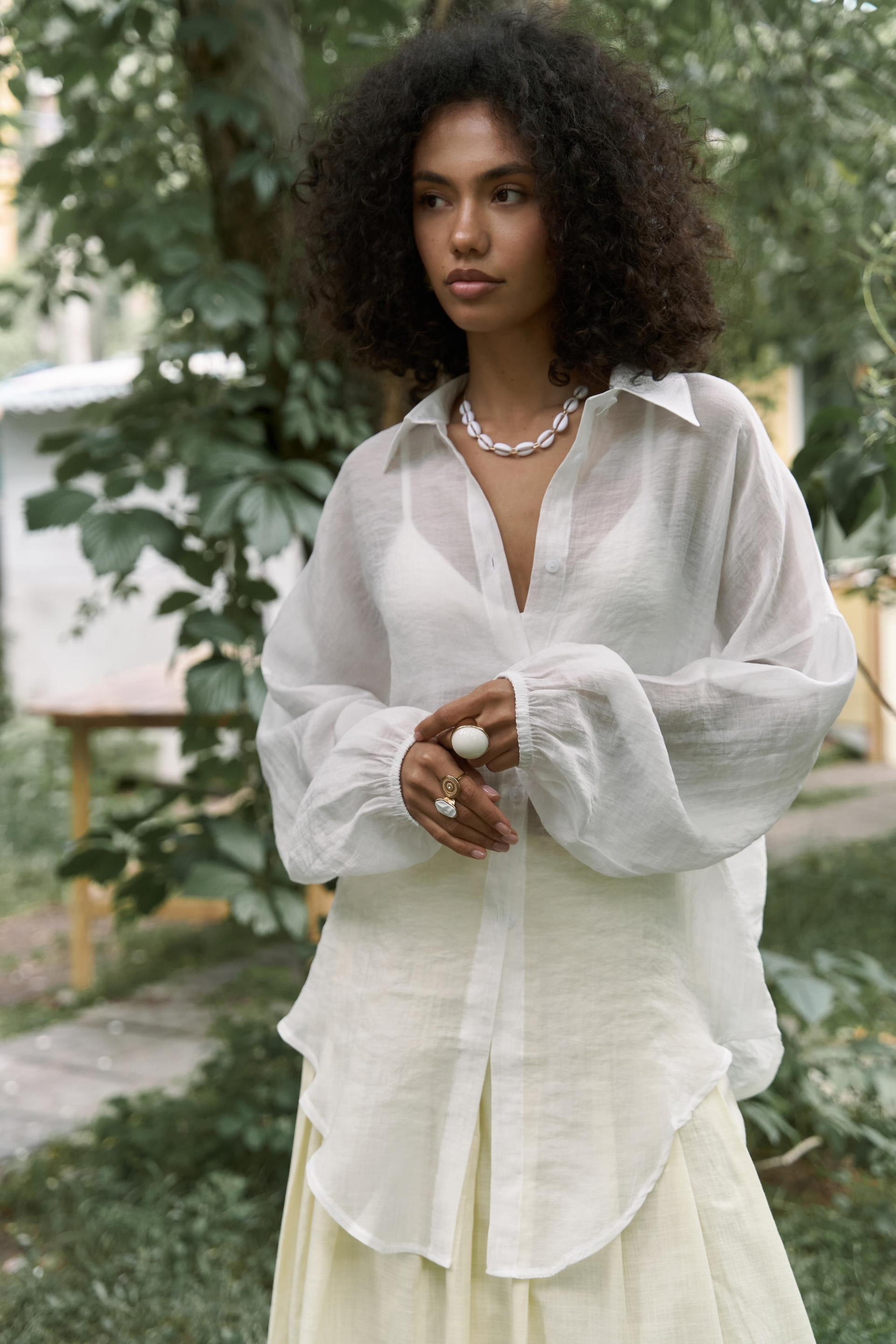 Lyra Oversize Ekru Gömlek