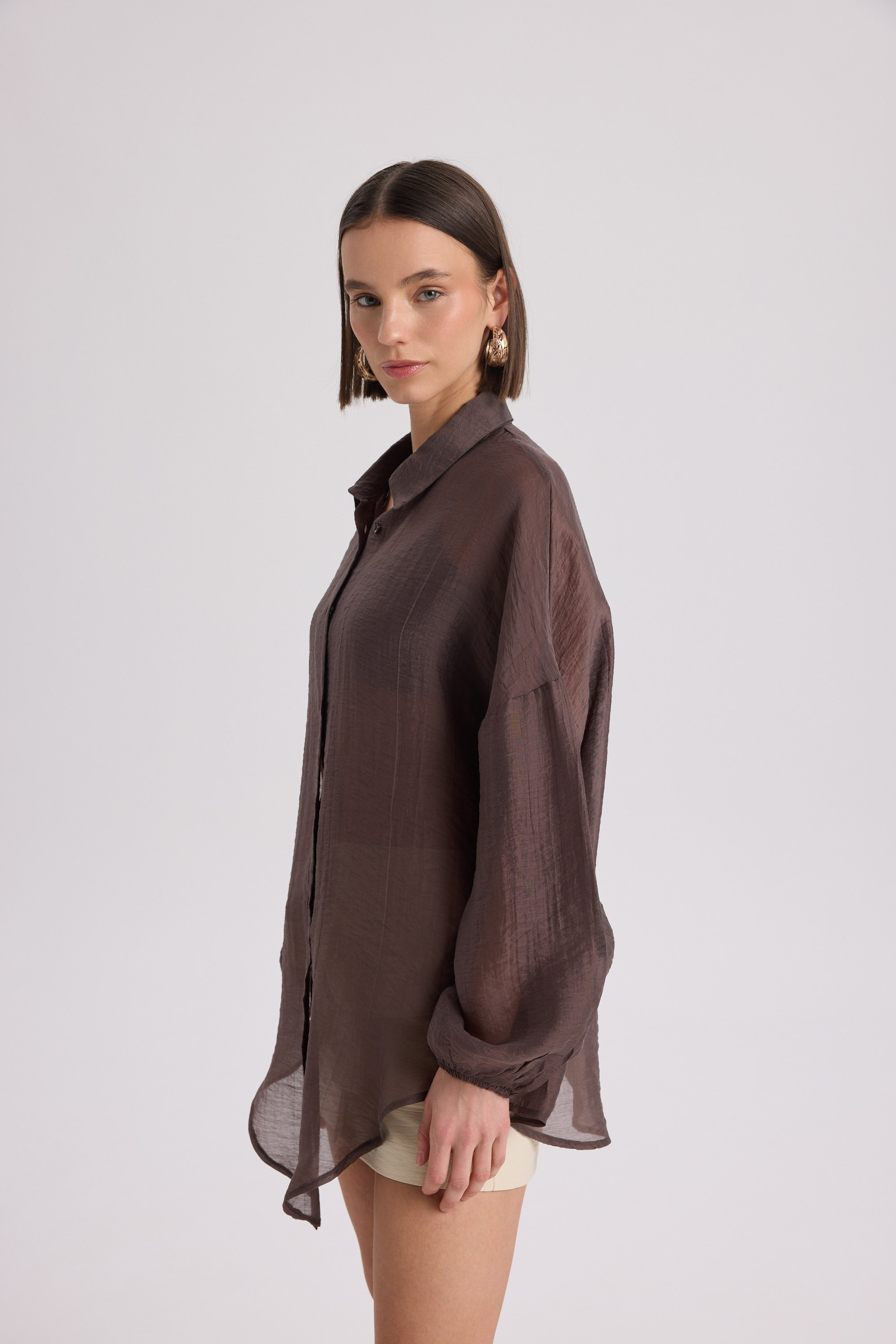 Lyra Oversized Brown Shirt