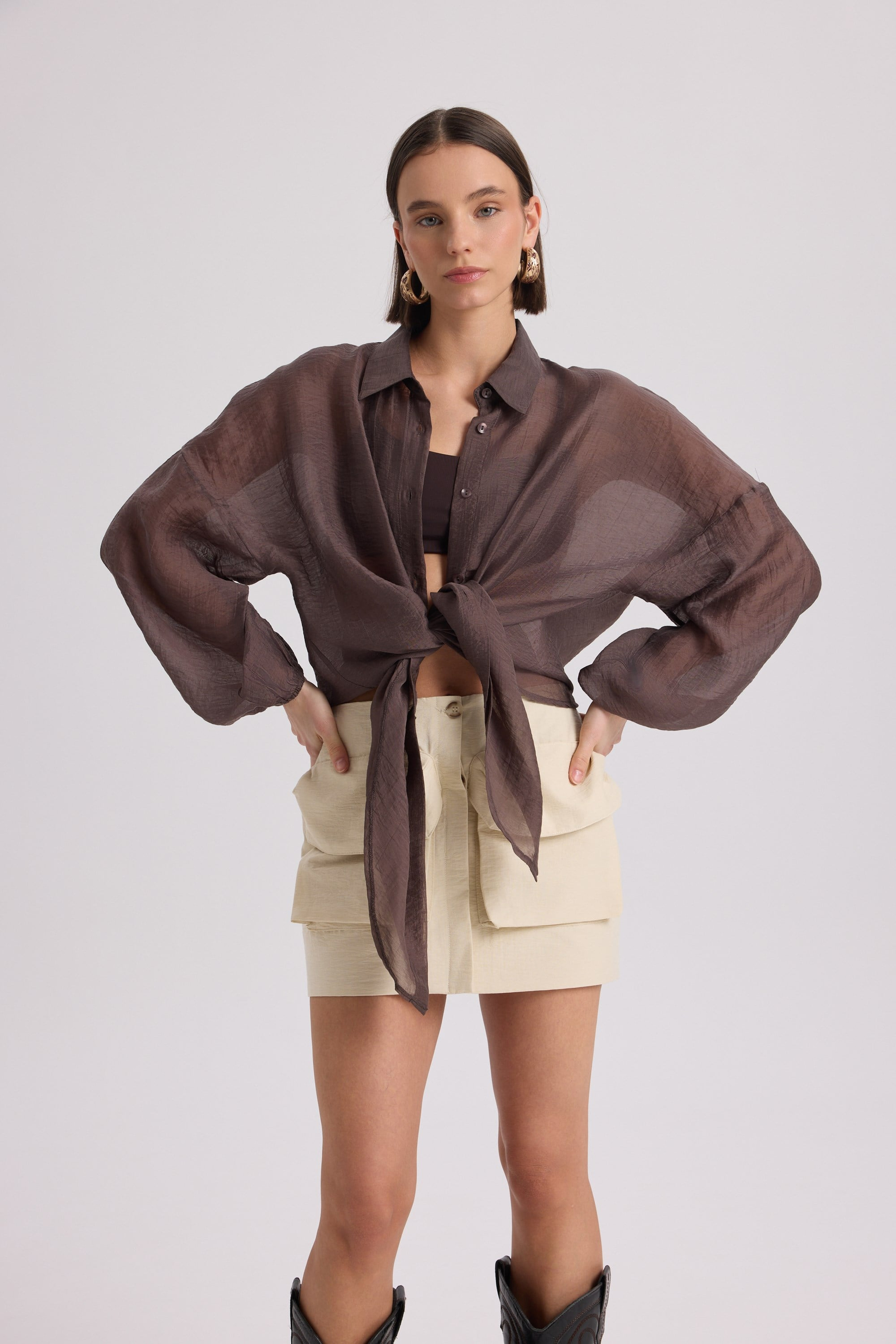 Lyra Oversized Brown Shirt