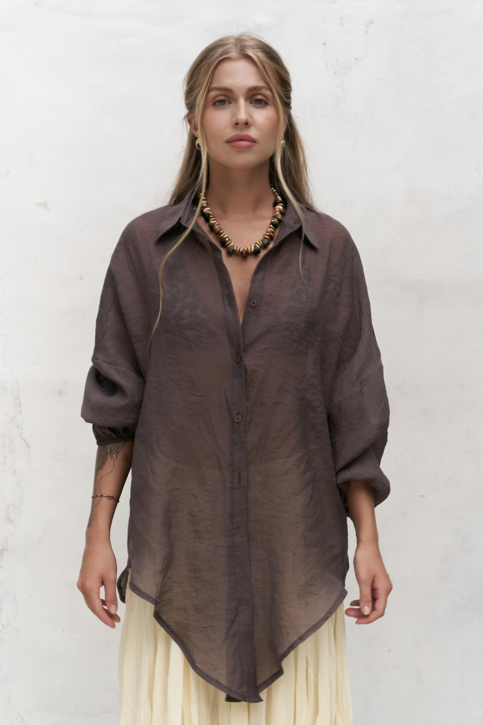 Lyra Oversize Kahve Gömlek