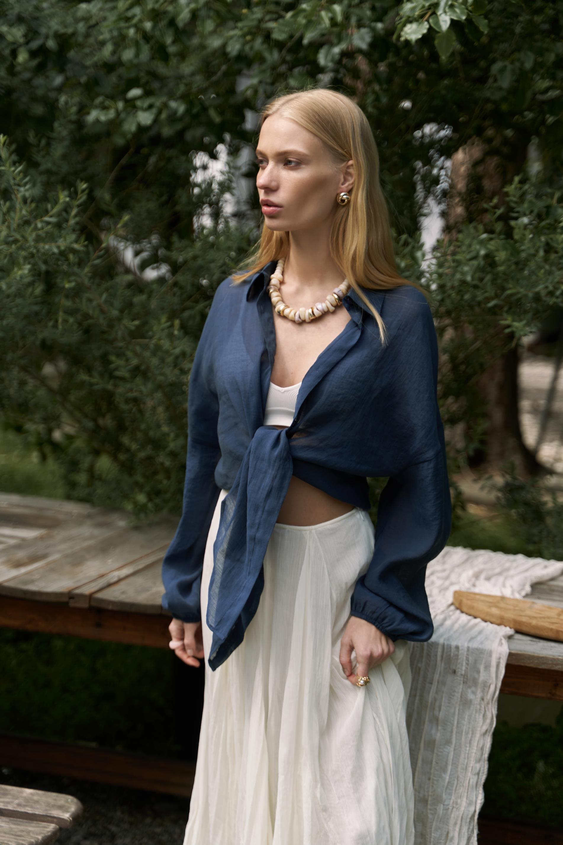 Lyra Oversize Lacivert Gömlek