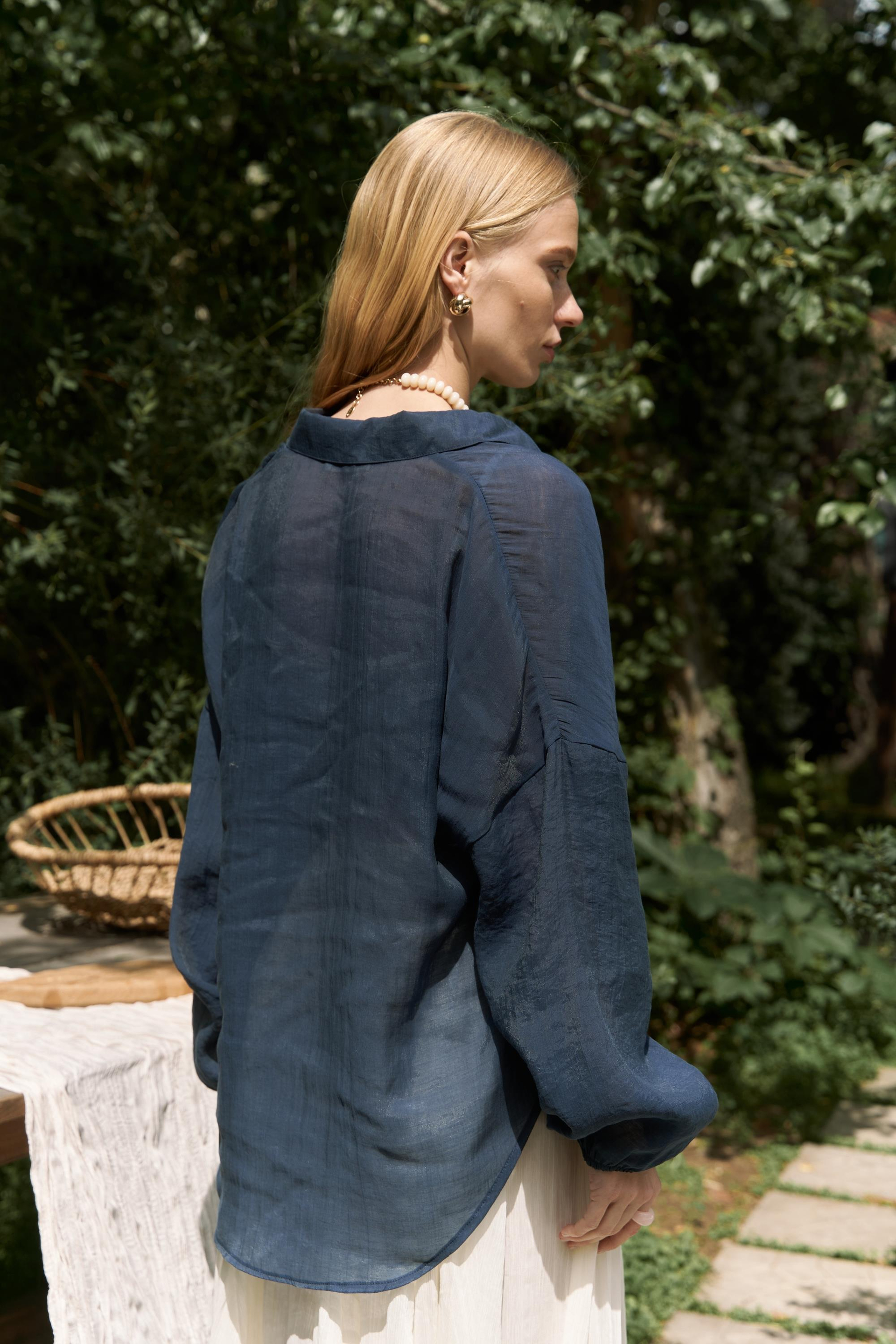 Lyra Oversize Lacivert Gömlek