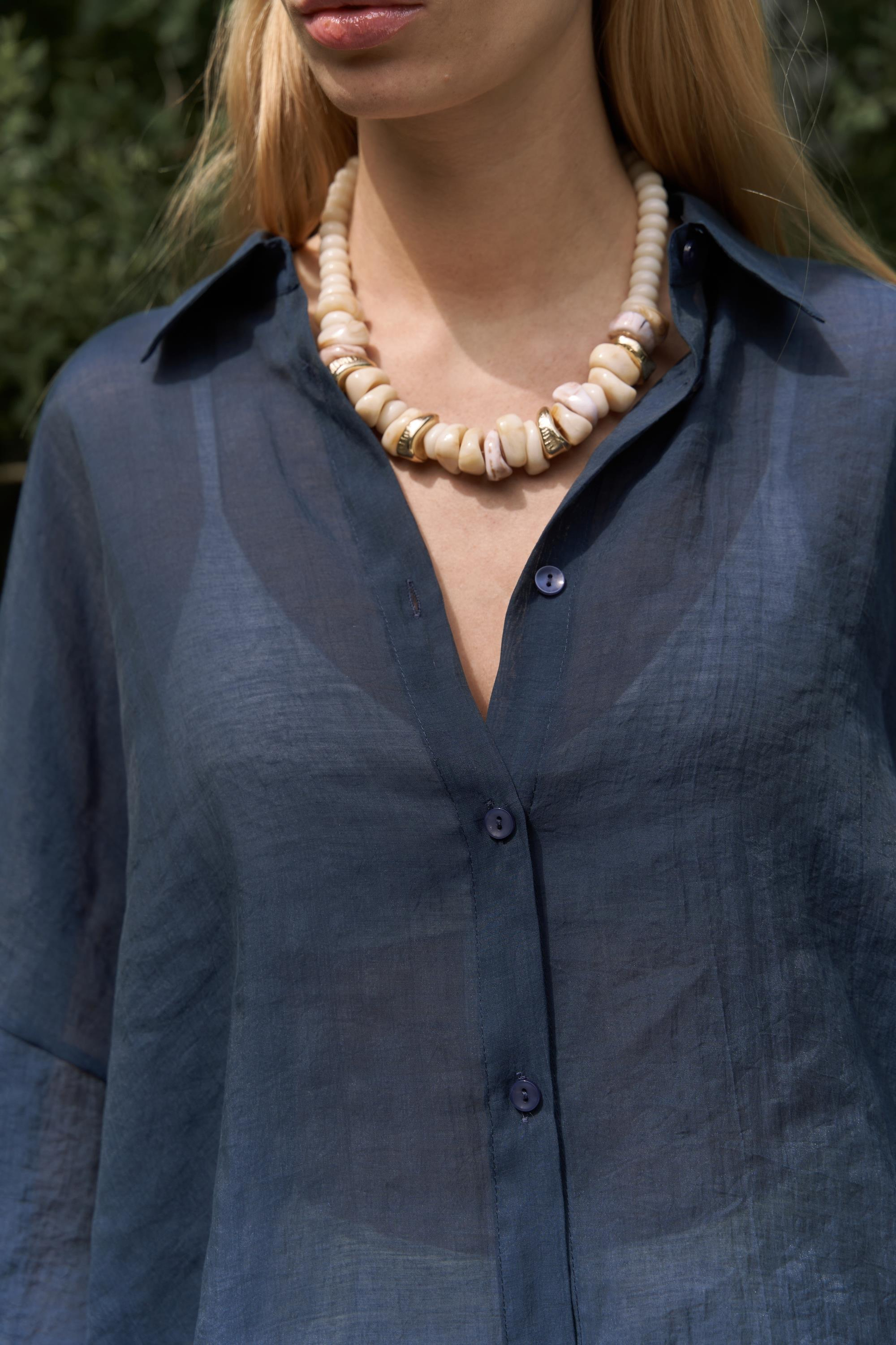 Lyra Oversize Lacivert Gömlek