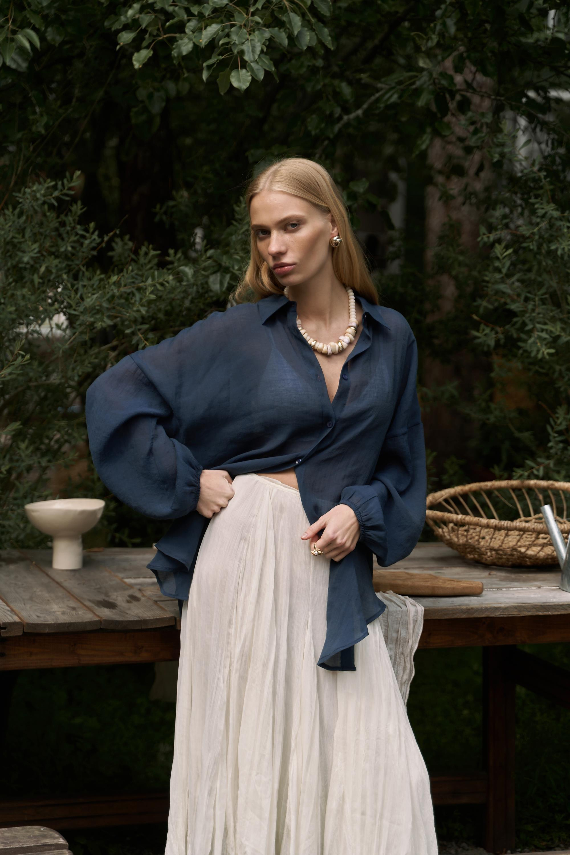 Lyra Oversize Lacivert Gömlek