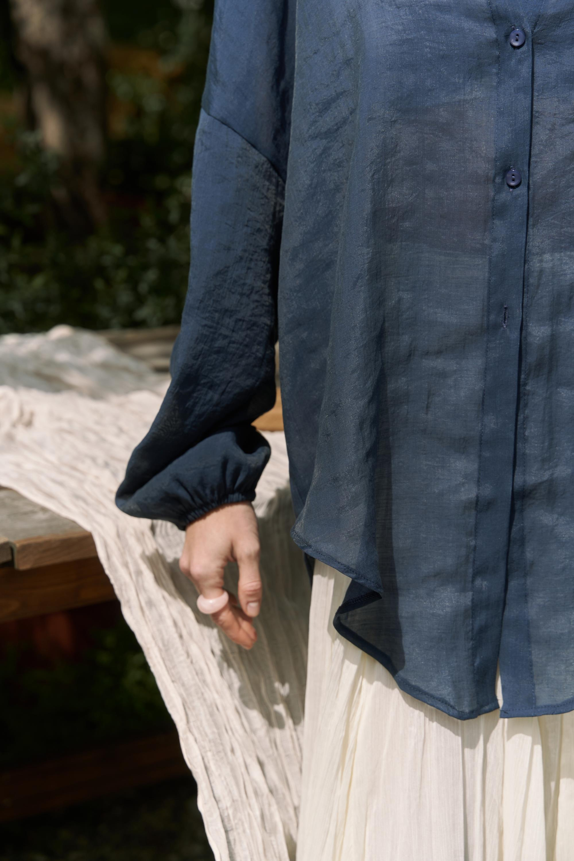 Lyra Oversize Lacivert Gömlek