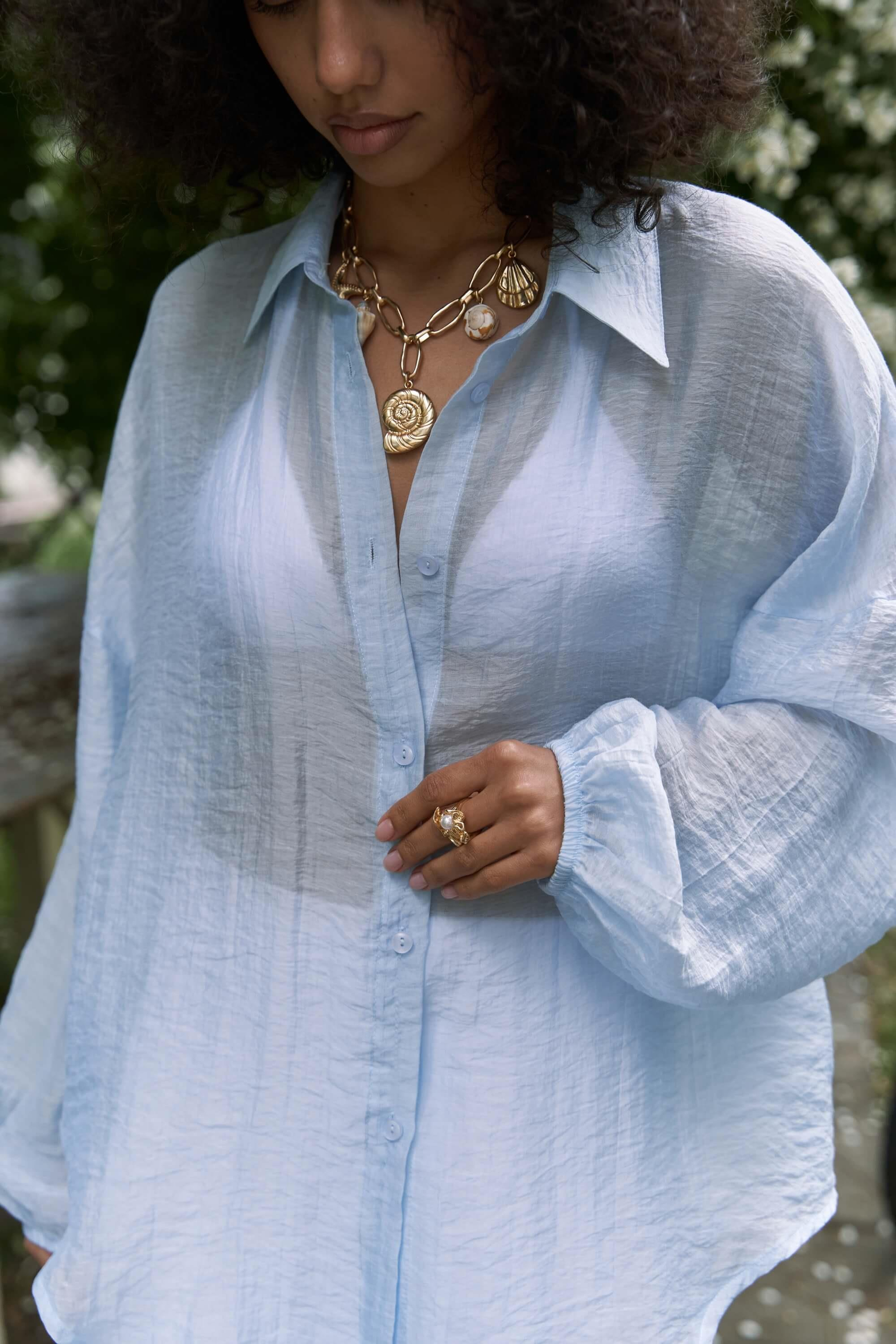 Lyra Oversize Mavi Gömlek