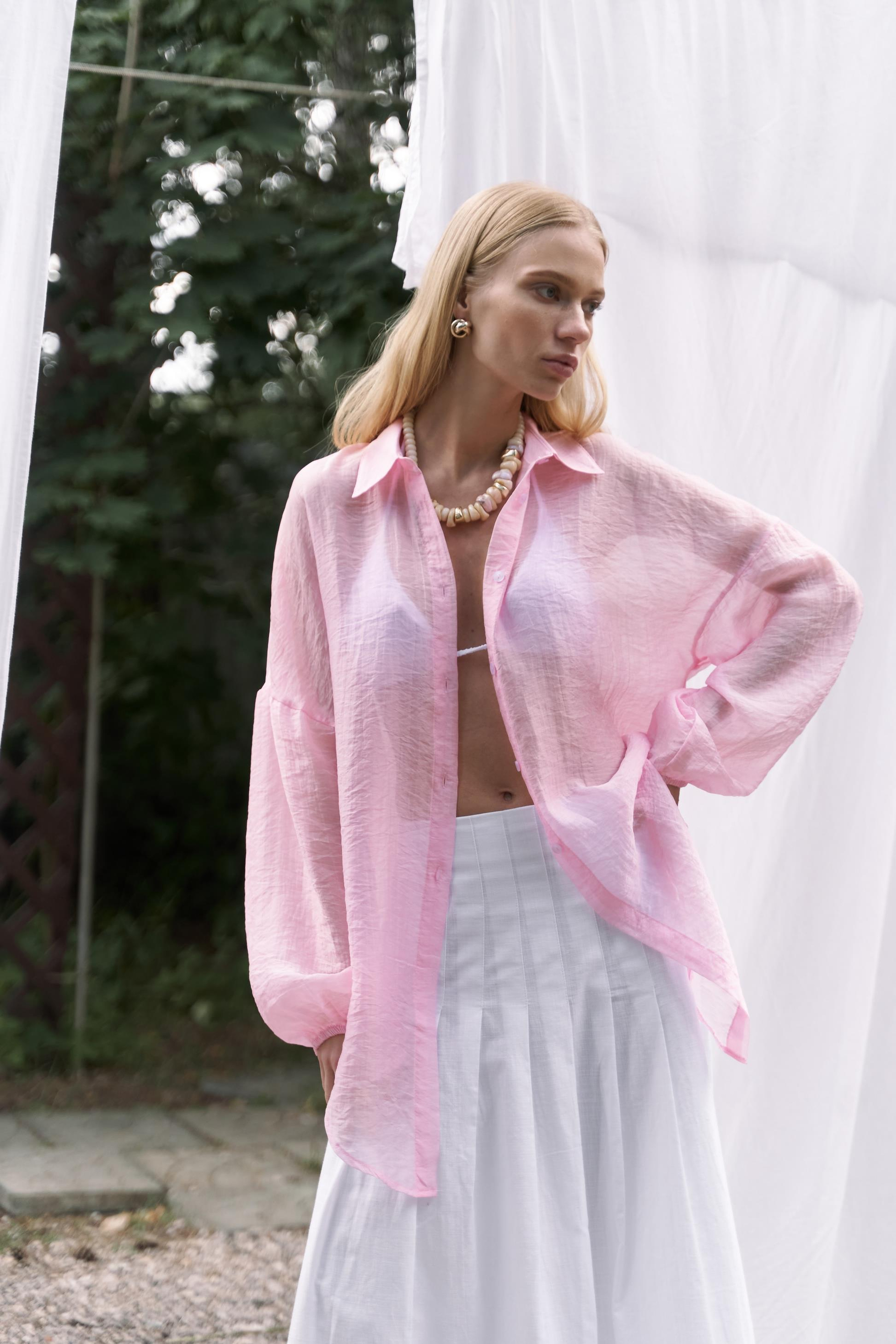 Lyra Oversize Pembe Gömlek