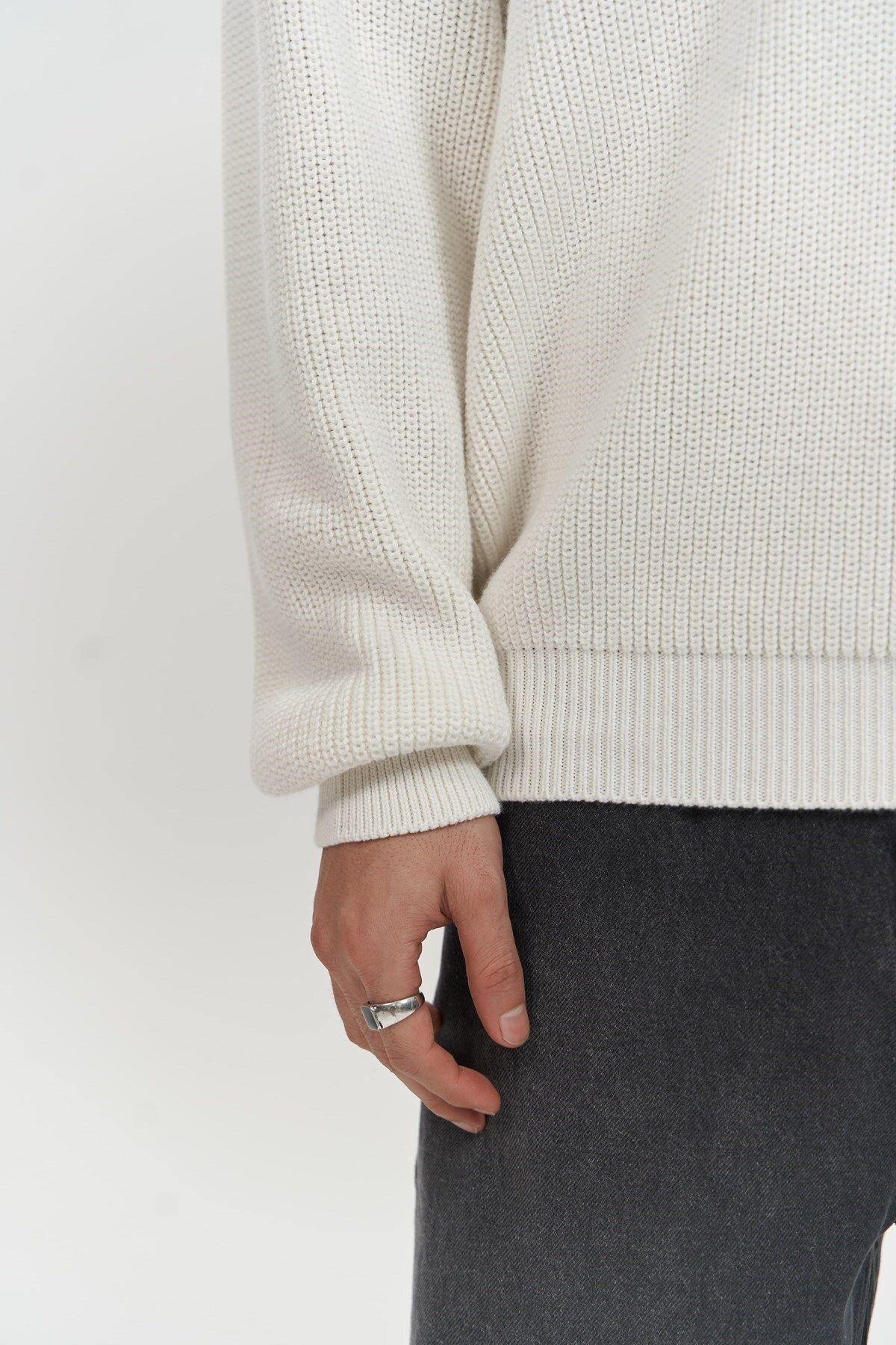 Magnus Polo Yaka Ekru Erkek Triko Kazak