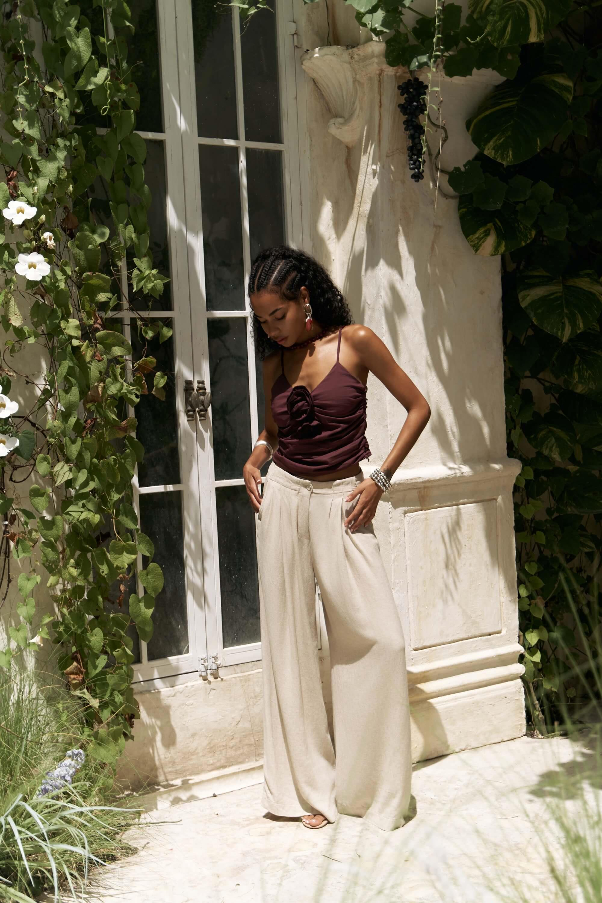 Bohemai Mahoney Beige Linen Trousers