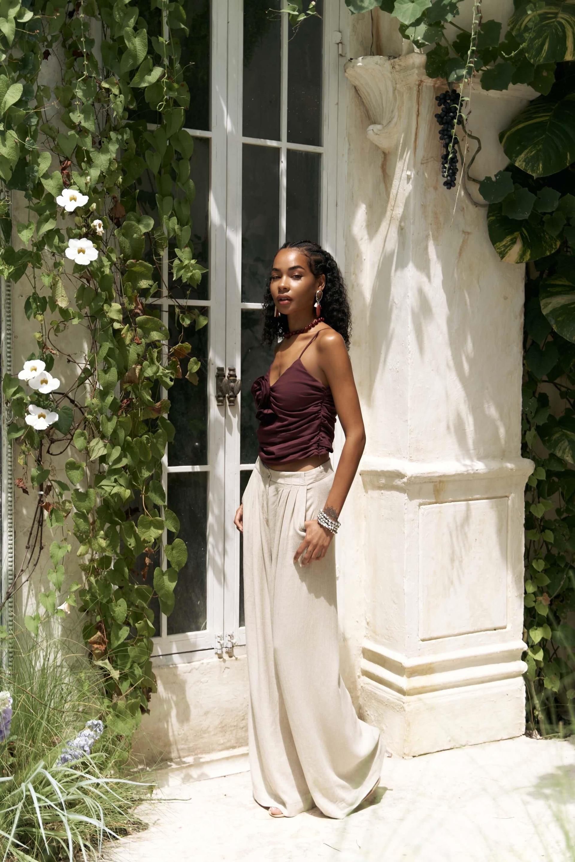 Bohemai Mahoney Beige Linen Trousers