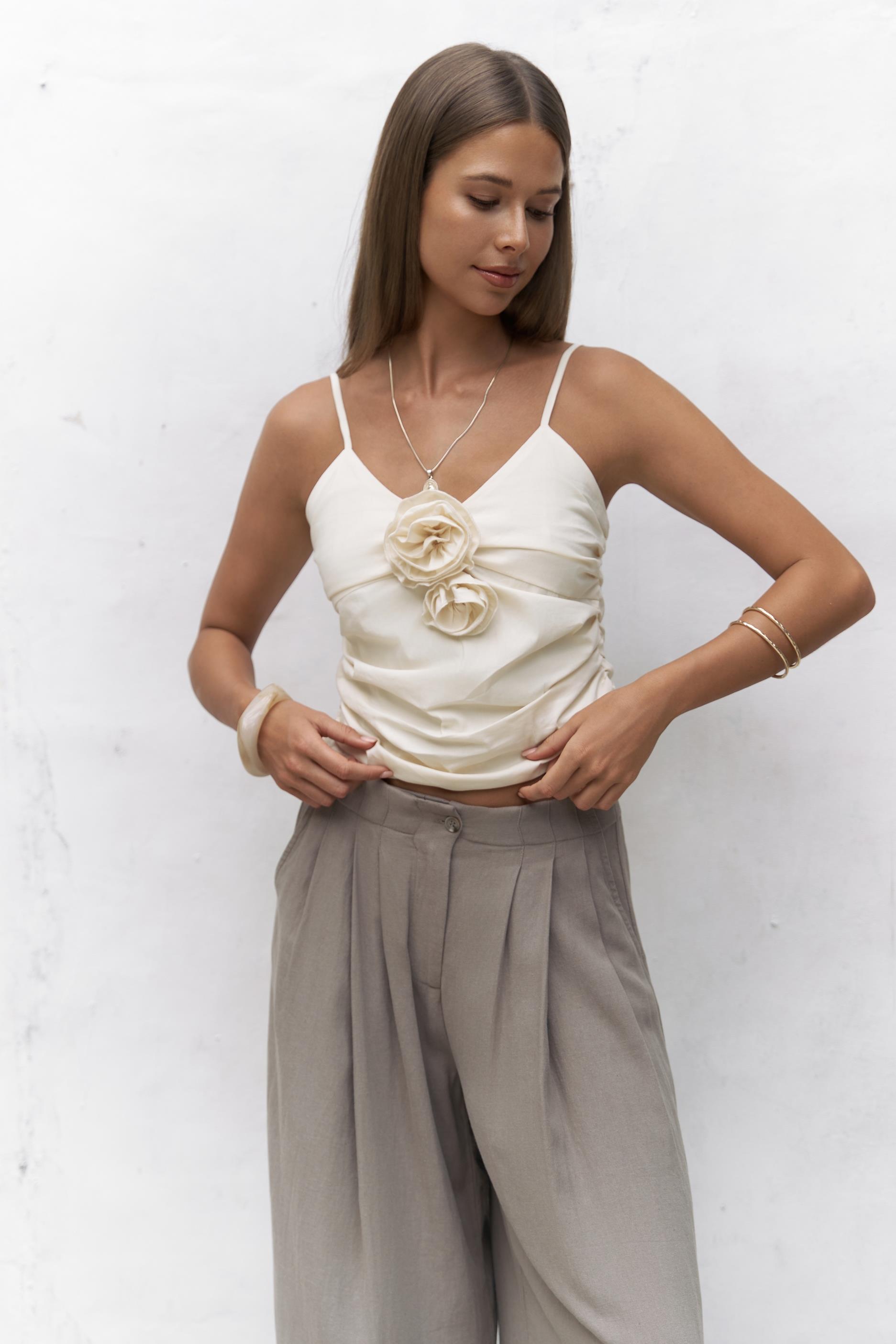 Mahoney Füme Keten Palazzo Pantolon