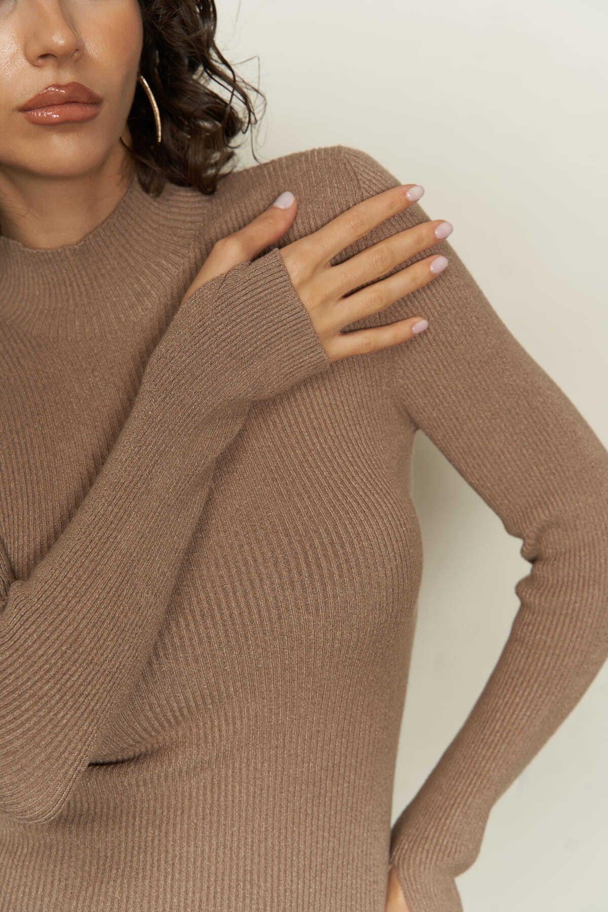 Mai Camille Taupe Gathered Detail Dress