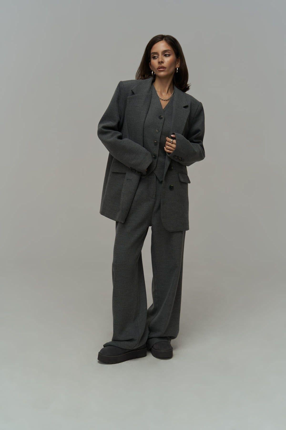 Blake Dark Gray Blazer Vest and Trousers Set
