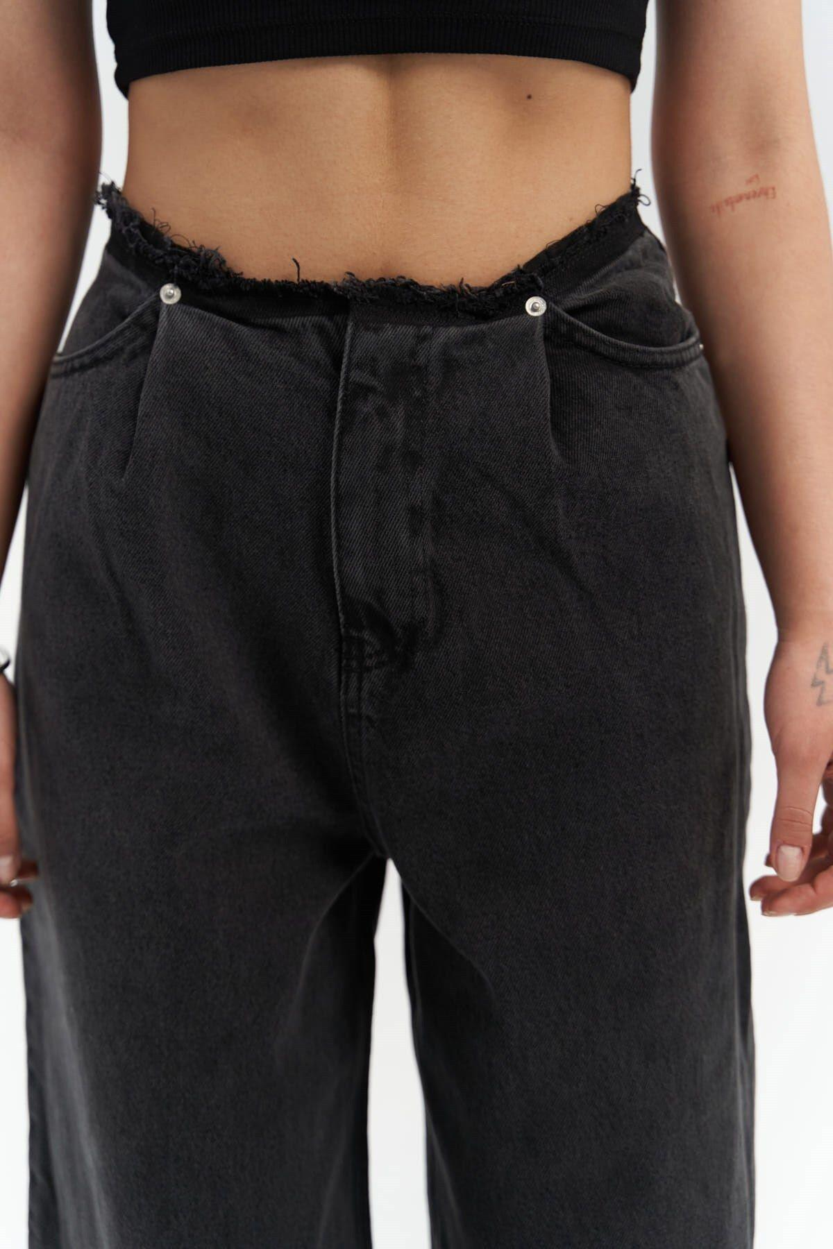 Mai Collection Leony Bel Detay Siyah Jeans