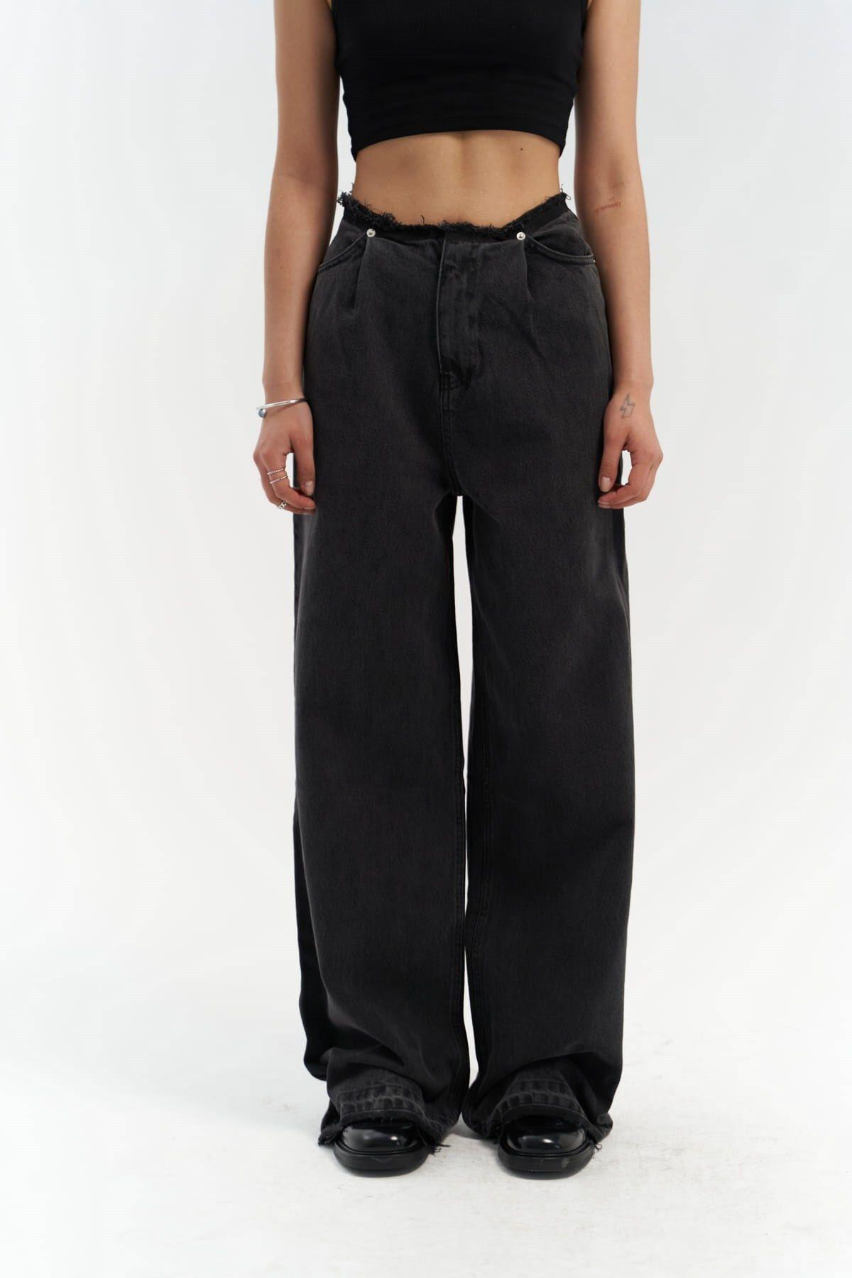 Mai Collection Leony Bel Detay Siyah Jeans