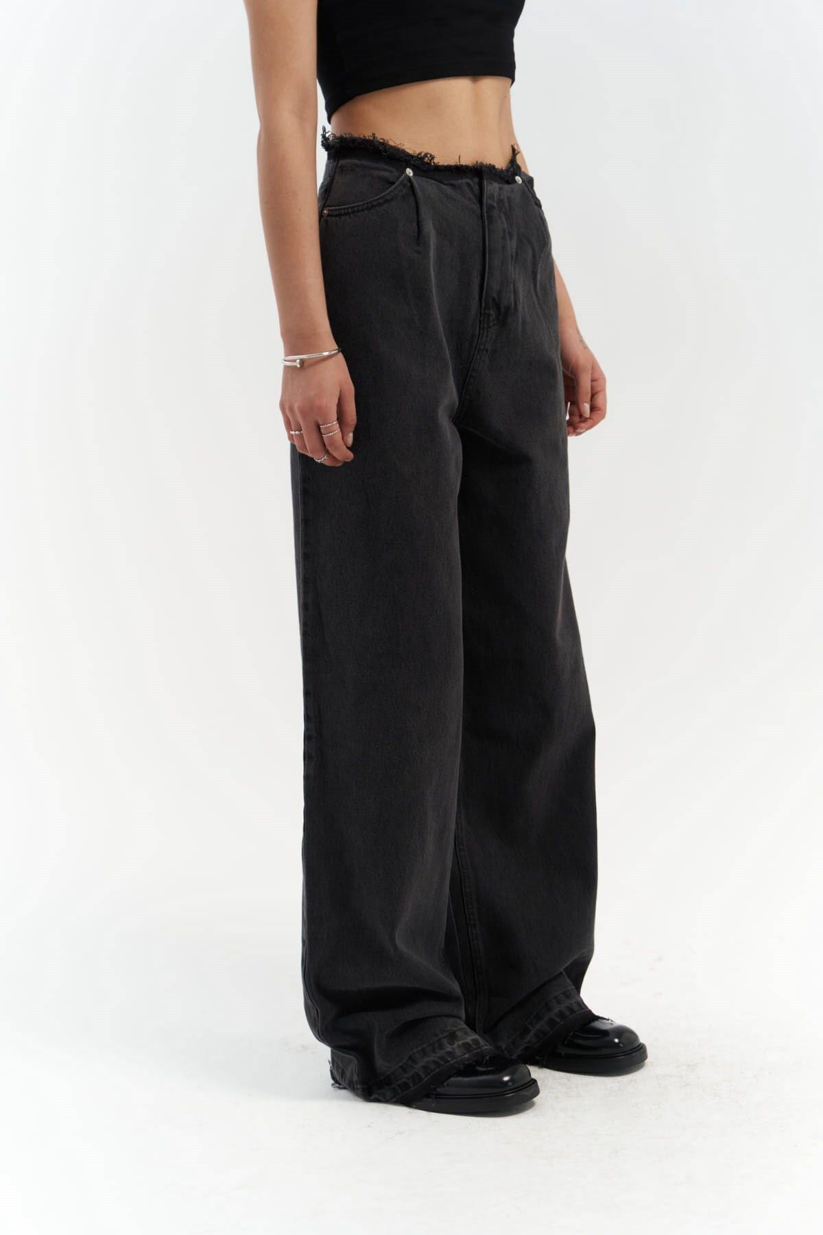 Mai Collection Leony Bel Detay Siyah Jeans