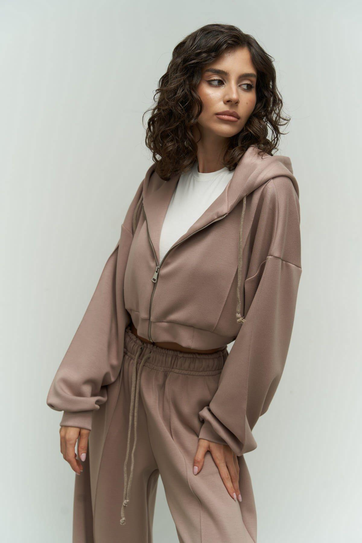 Moon Hooded Taupe Tracksuit Set