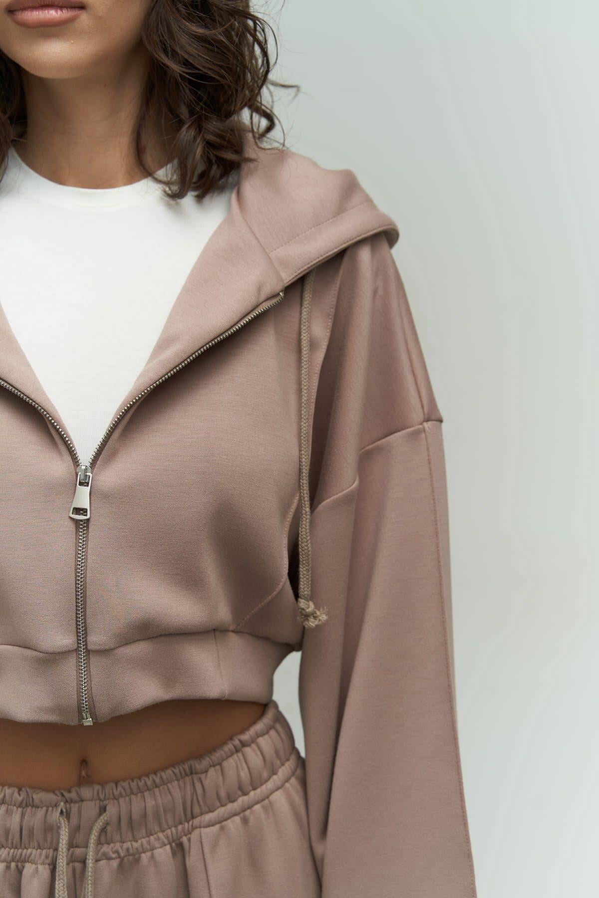 Moon Hooded Taupe Tracksuit Set