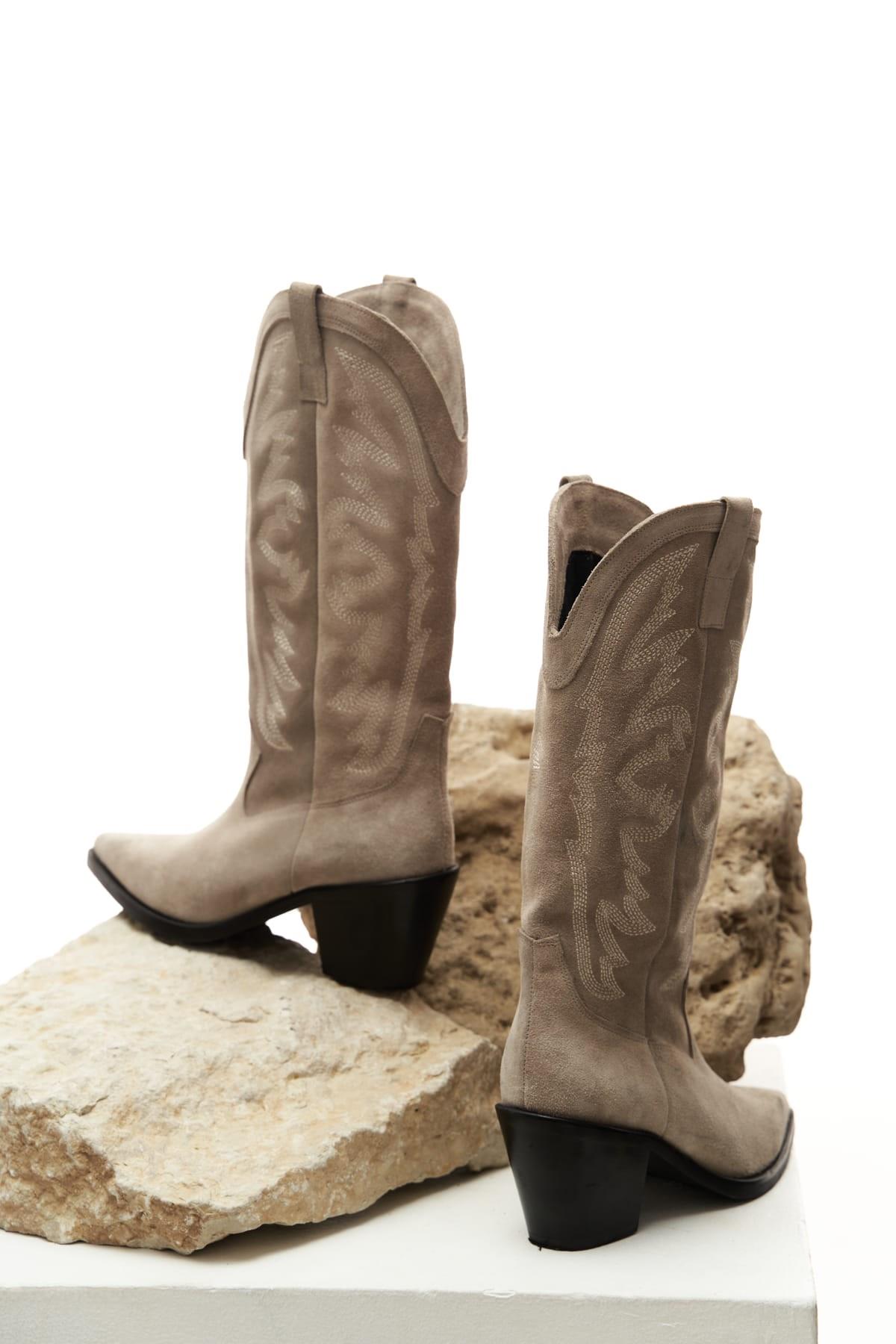 Mai Collection Noah Bej Süet Kovboy Çizme