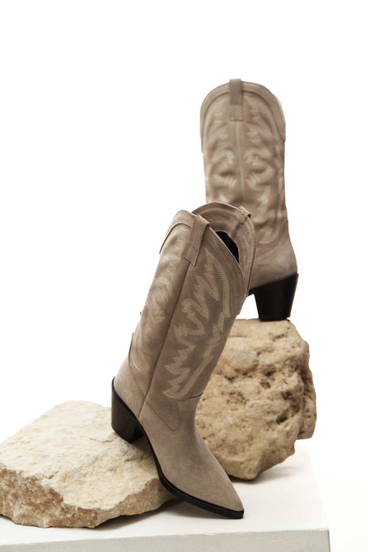 Mai Collection Noah Bej Süet Kovboy Çizme