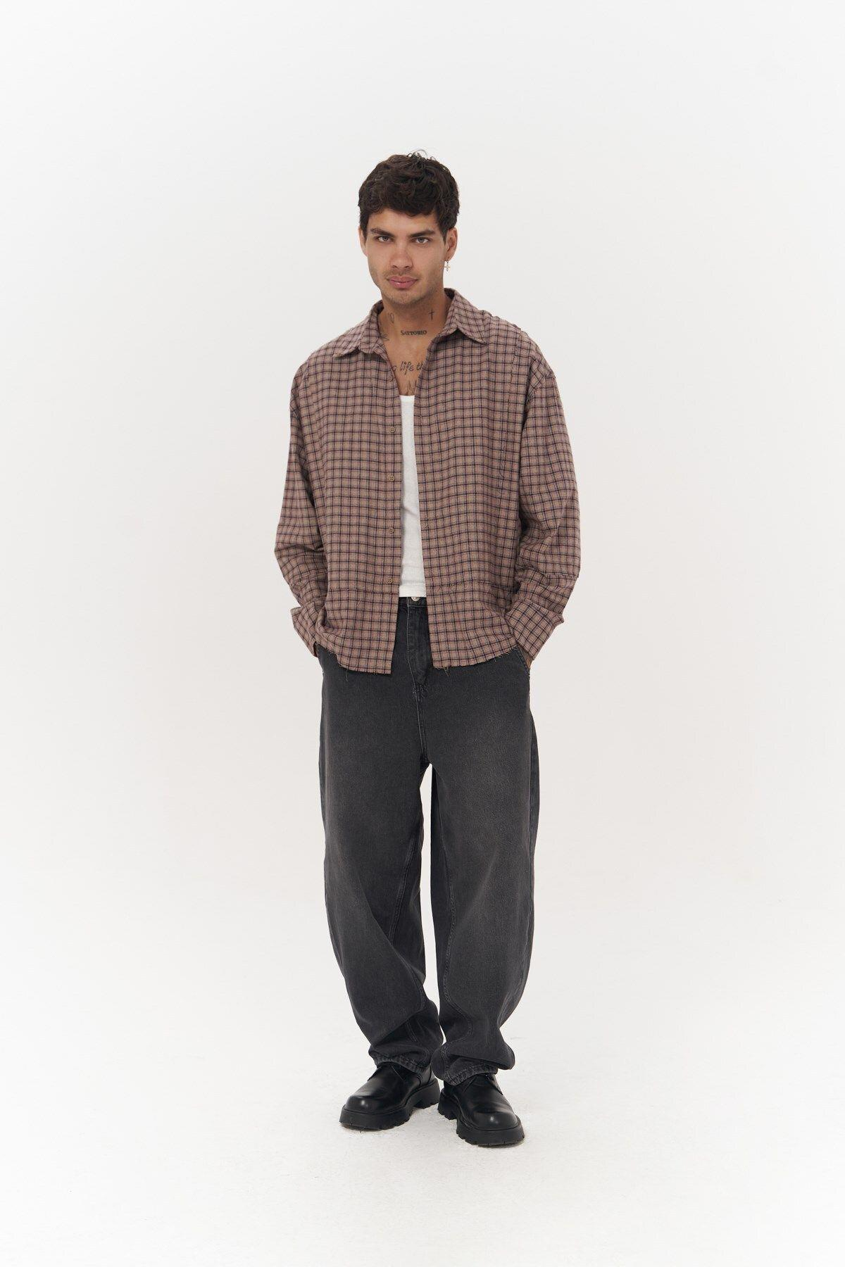 Roan Unisex Oversize Brown Shirt