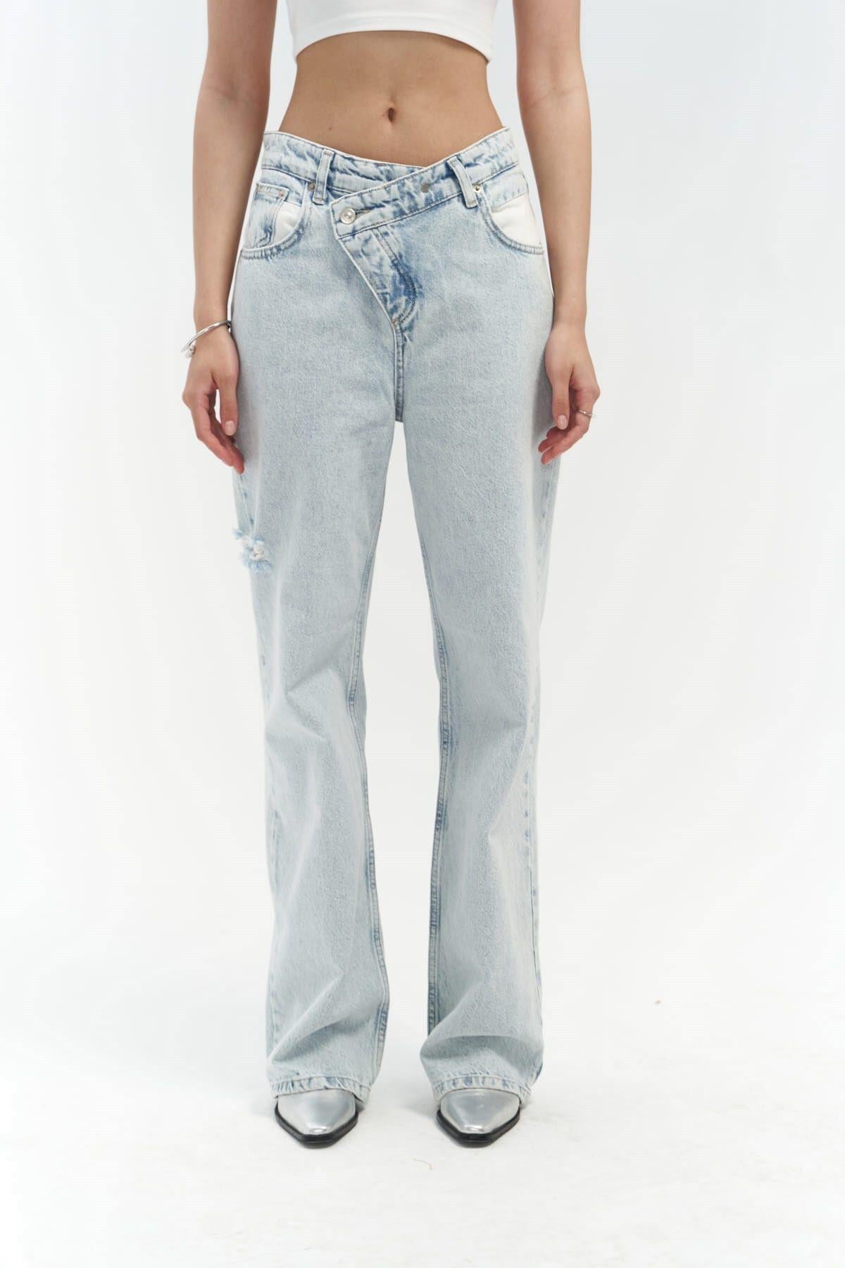 Mai Collection Tansy Buz Mavi Cep Detay Jean Pantolon