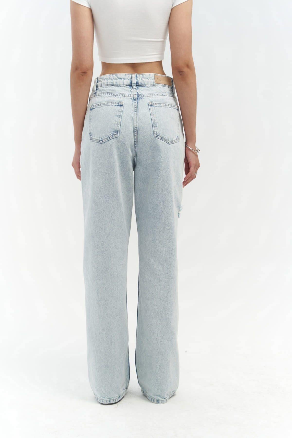 Mai Collection Tansy Buz Mavi Cep Detay Jean Pantolon