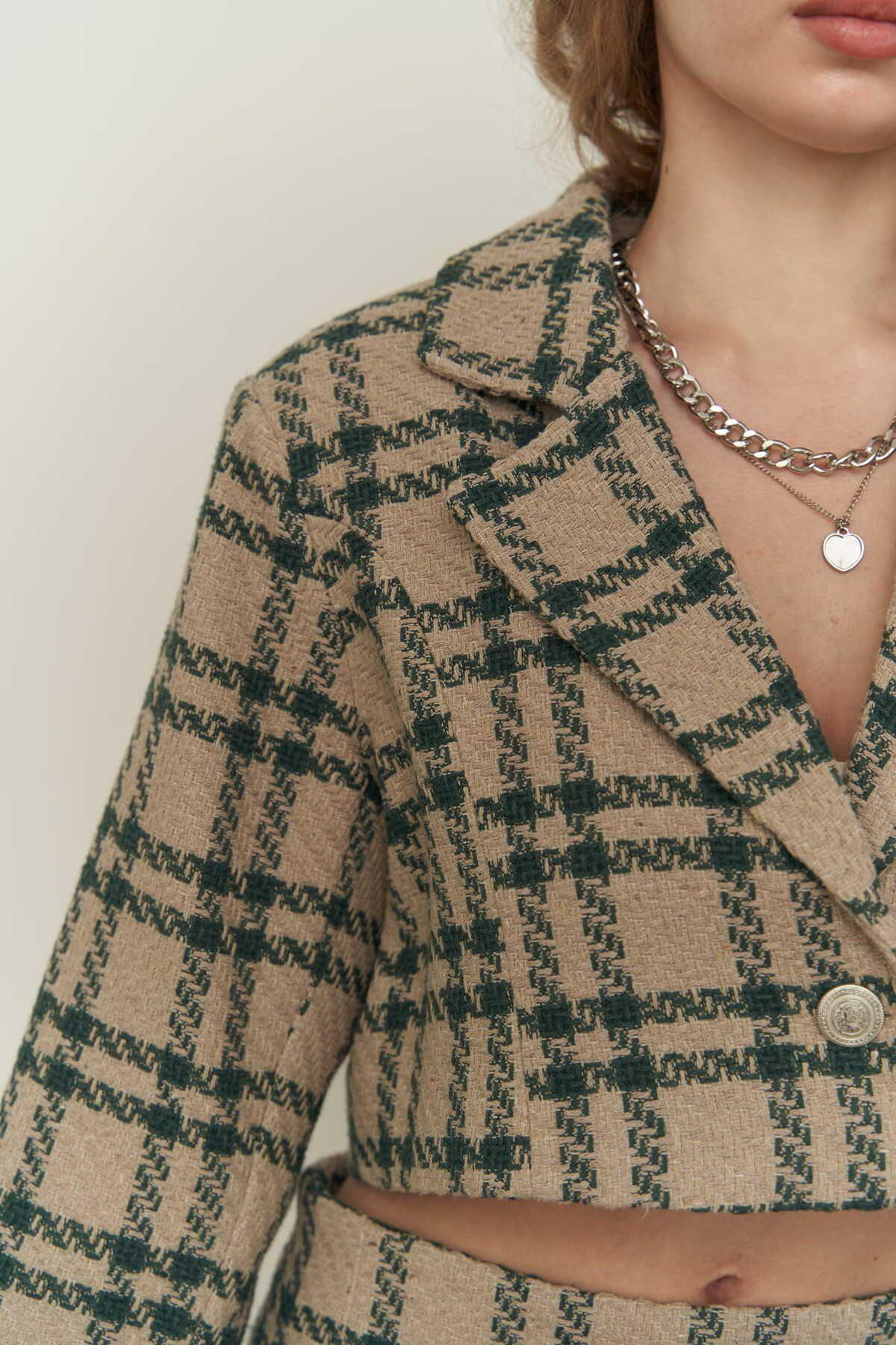 Mai Frankie Yeşil Hasır Keten Etek Takım