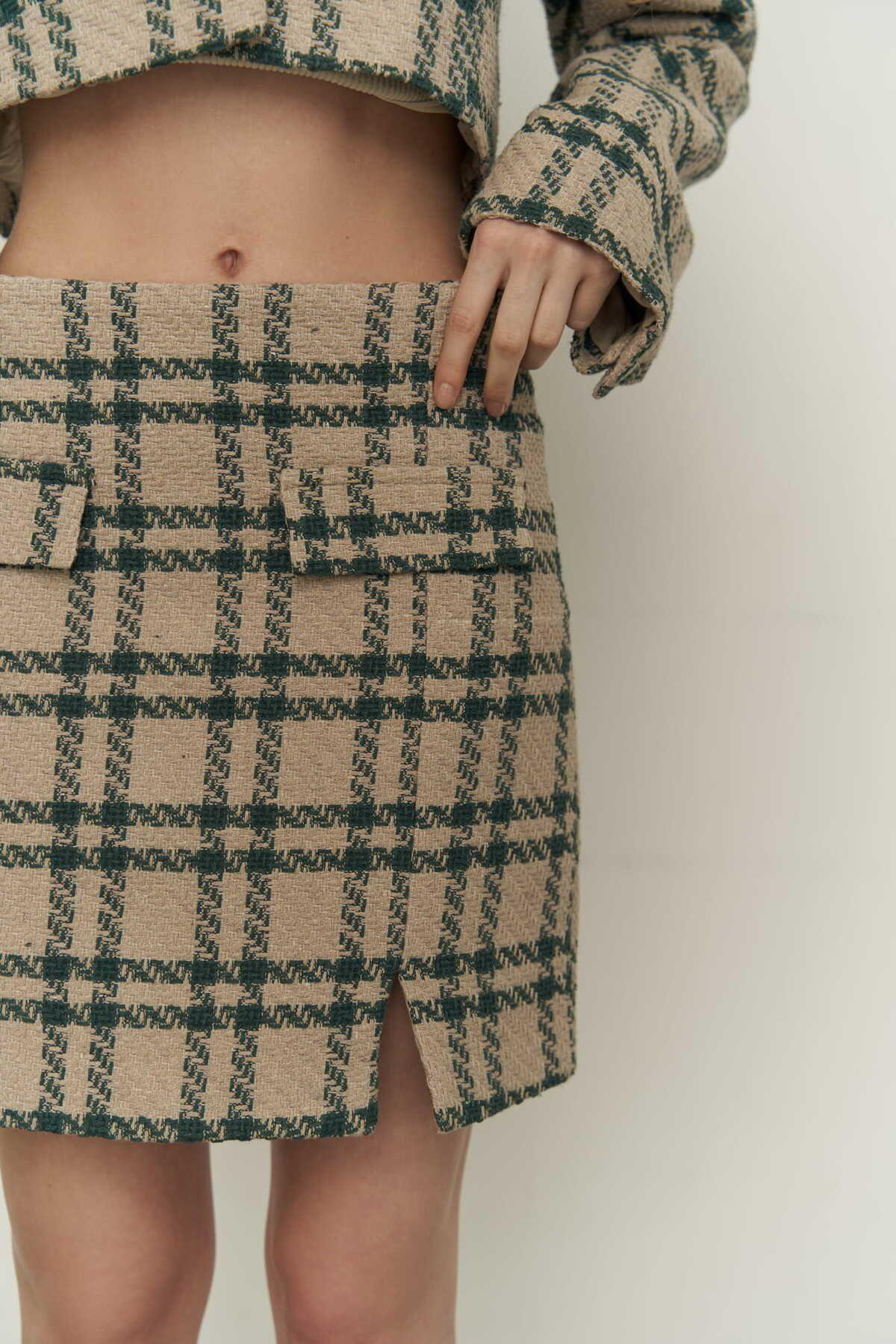 Mai Frankie Yeşil Hasır Keten Etek Takım