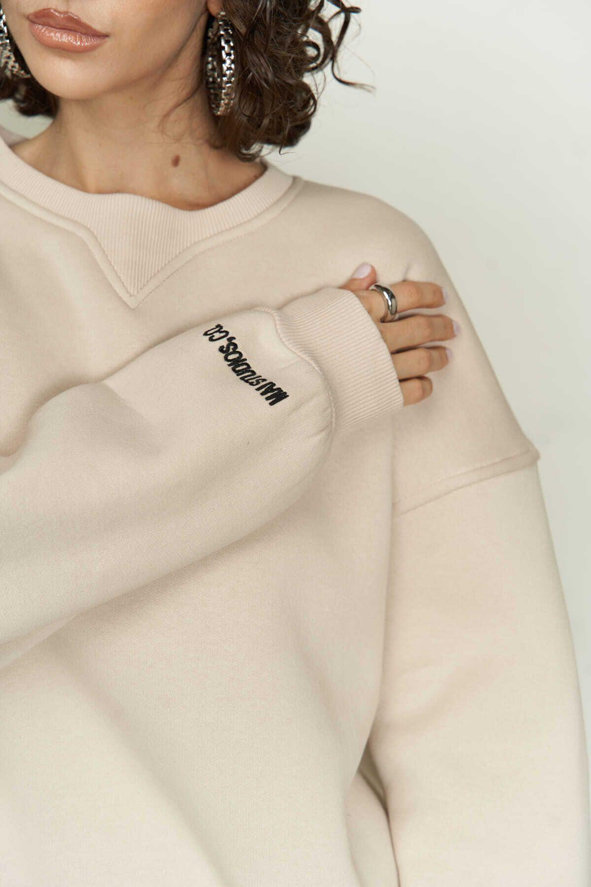 MCLLCTN Maico Beige Unisex Oversize Sweatshirt