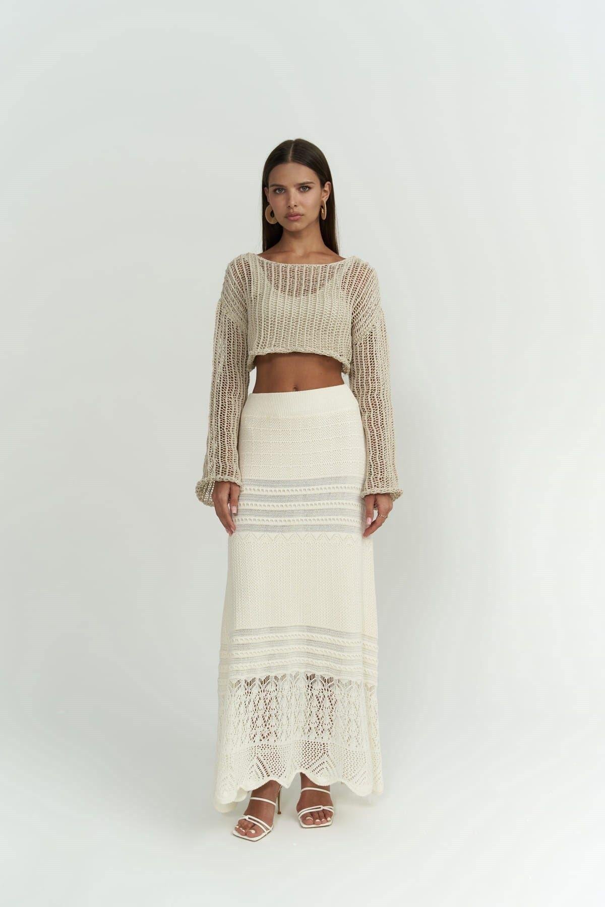 Maje Beige Knit Skirt