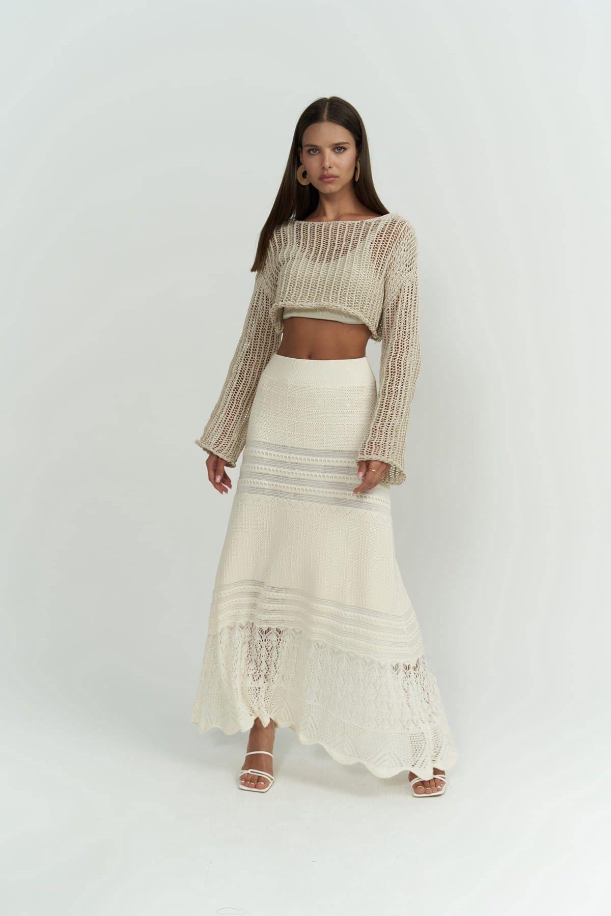 Maje Beige Knit Skirt