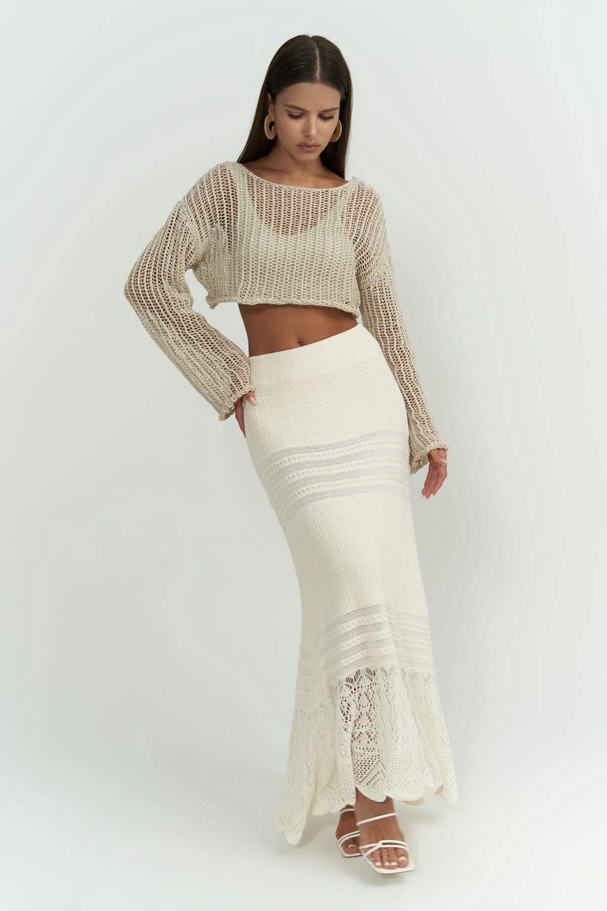 Maje Beige Knit Skirt