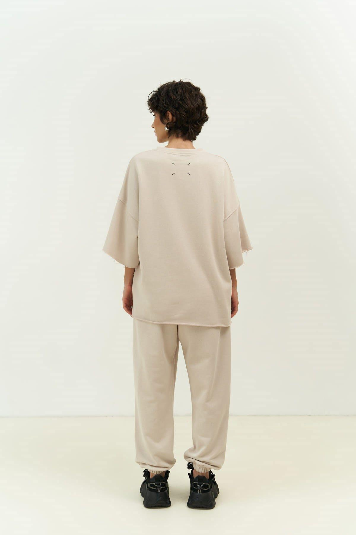 Manno Beige T-Shirt Tracksuit