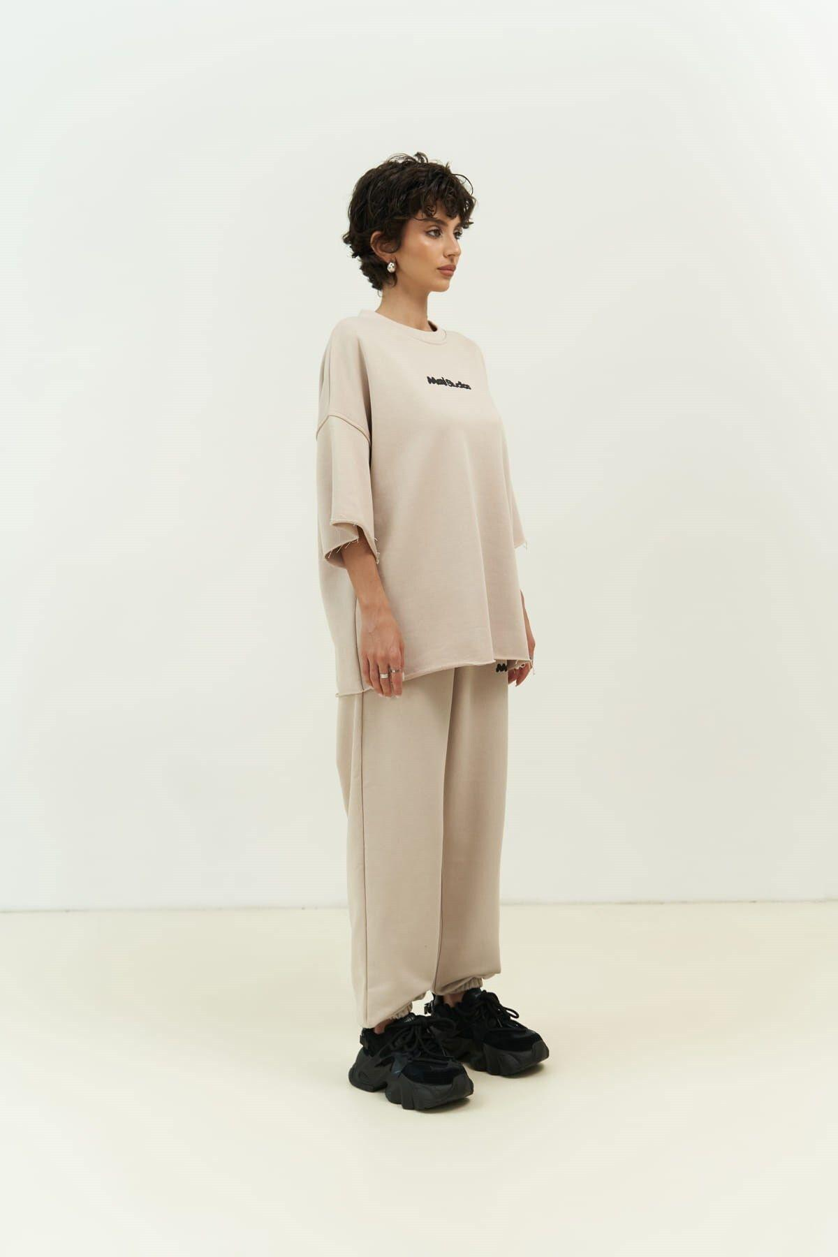 Manno Beige T-Shirt Tracksuit