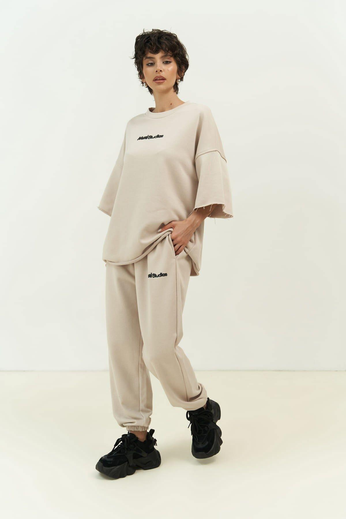 Manno Beige T-Shirt Tracksuit