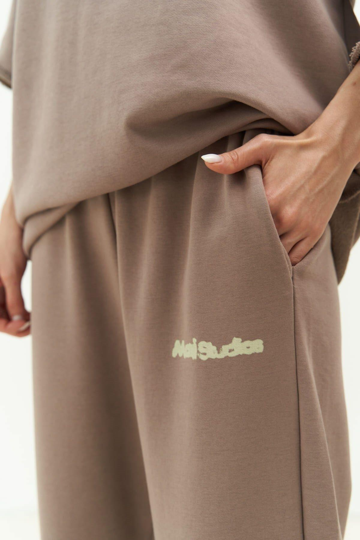 Manno Taupe Gray Cropped Tracksuit