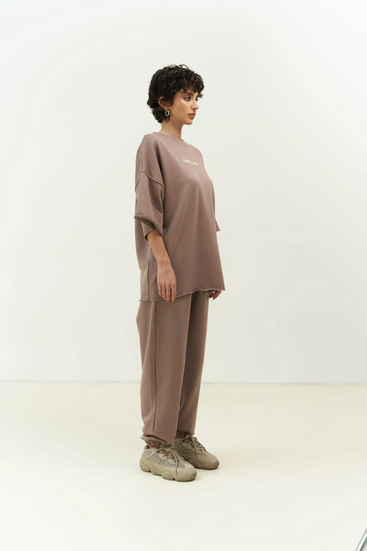 Manno Taupe Gray Cropped Tracksuit