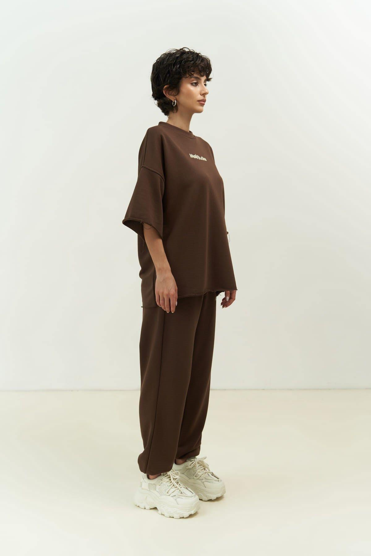 Manno Brown T-Shirt Tracksuit