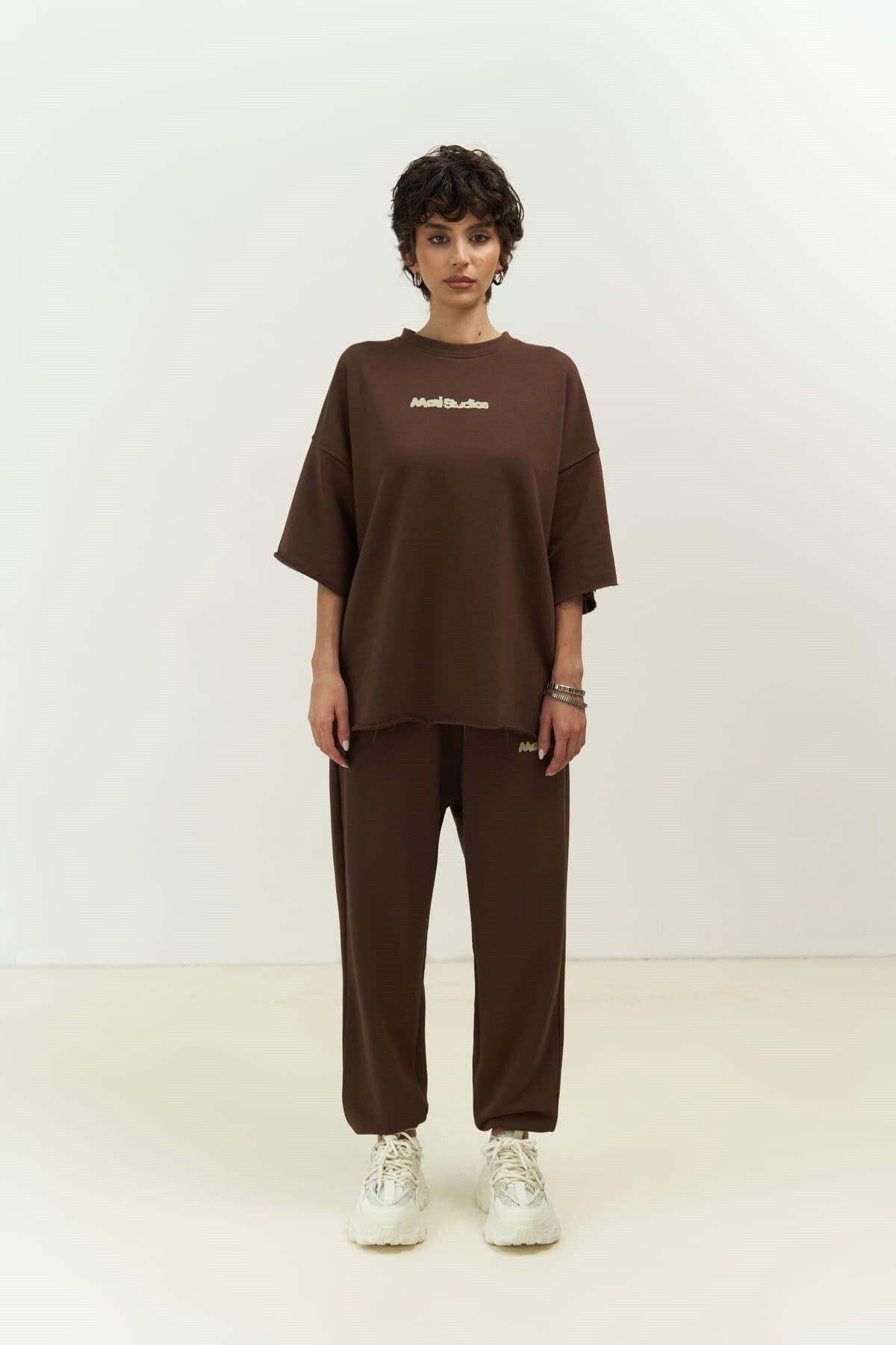 Manno Brown T-Shirt Tracksuit