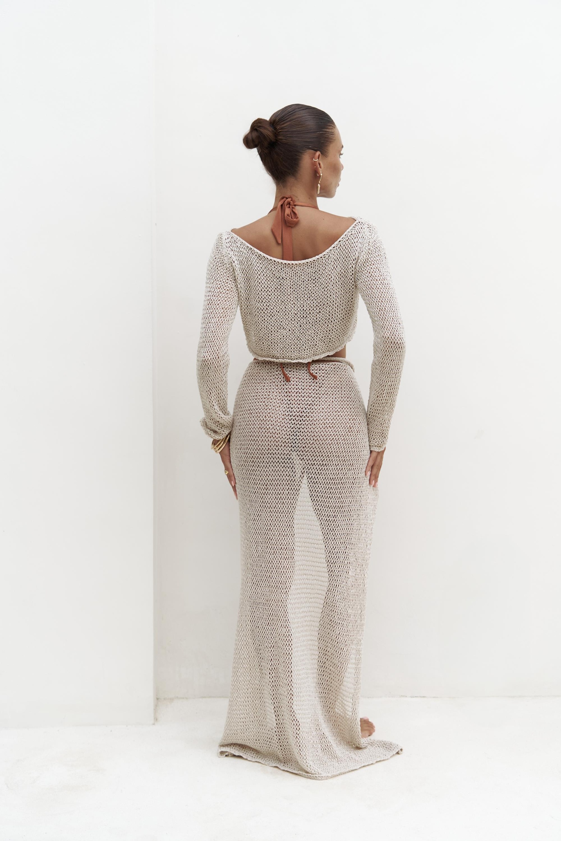 Manze Bej Crop Etek Takım