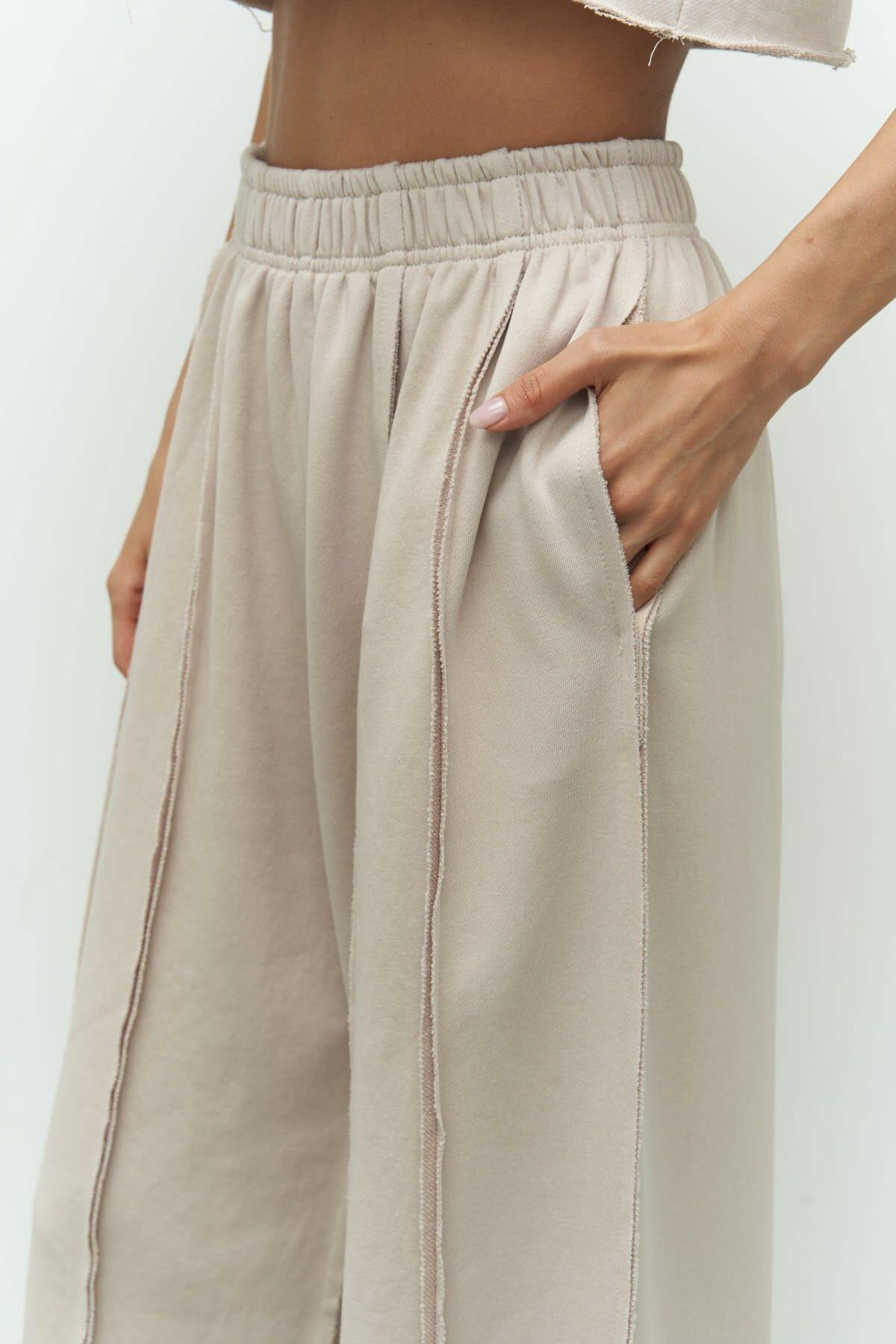 Marcio Beige Crop Tracksuit Set