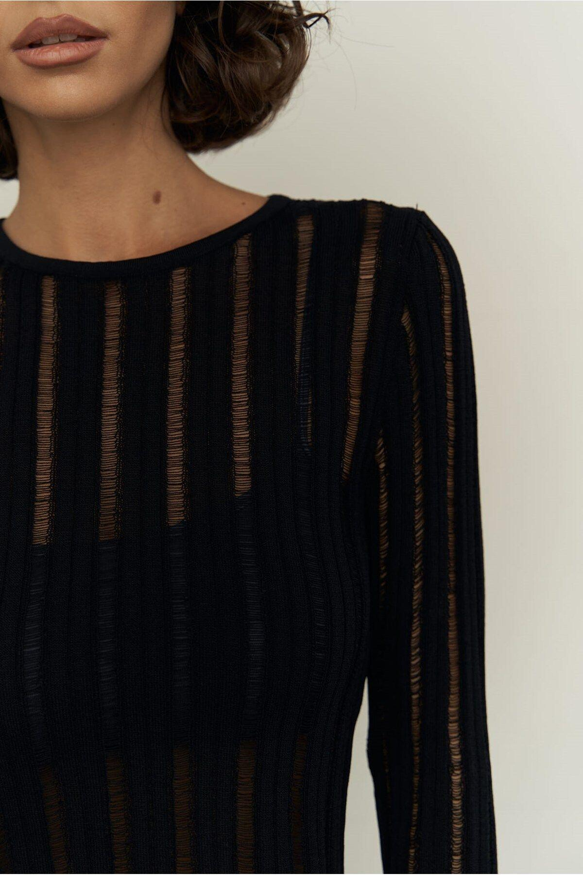 Maribel Siyah Transparan Kazak