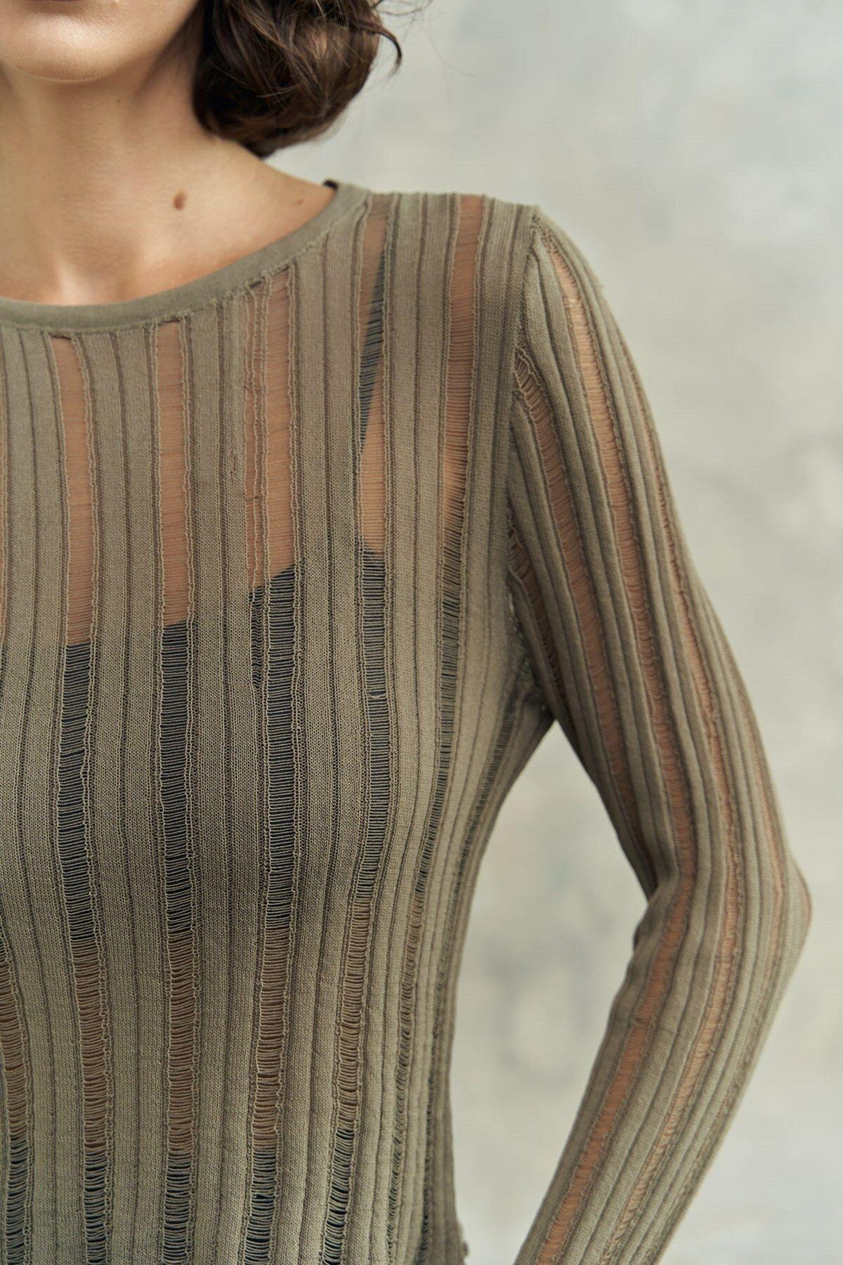 Maribel Yeşil Transparan Kazak